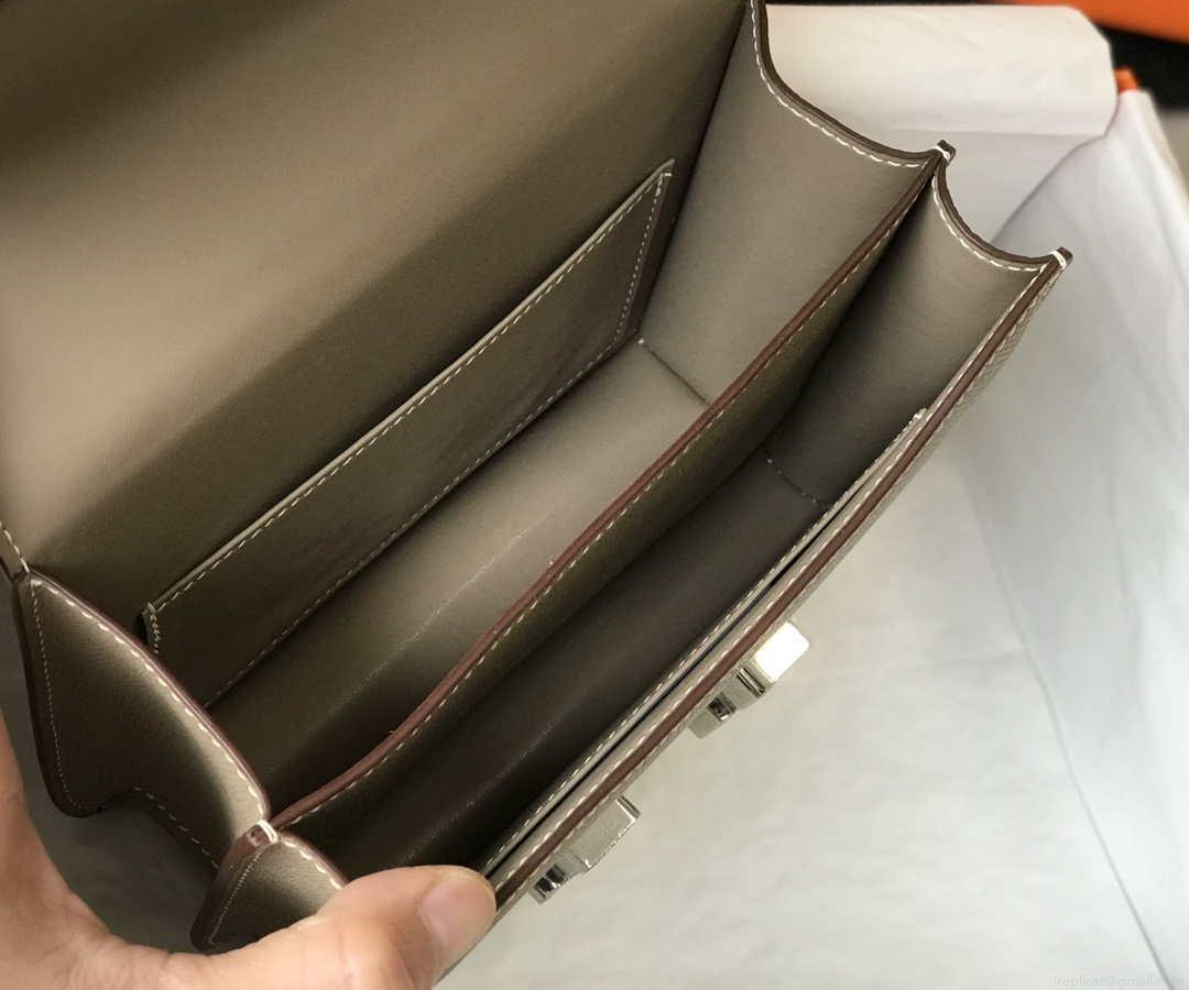 Hermes Constance Shoulder Bags Epsom Leather Silver H28415