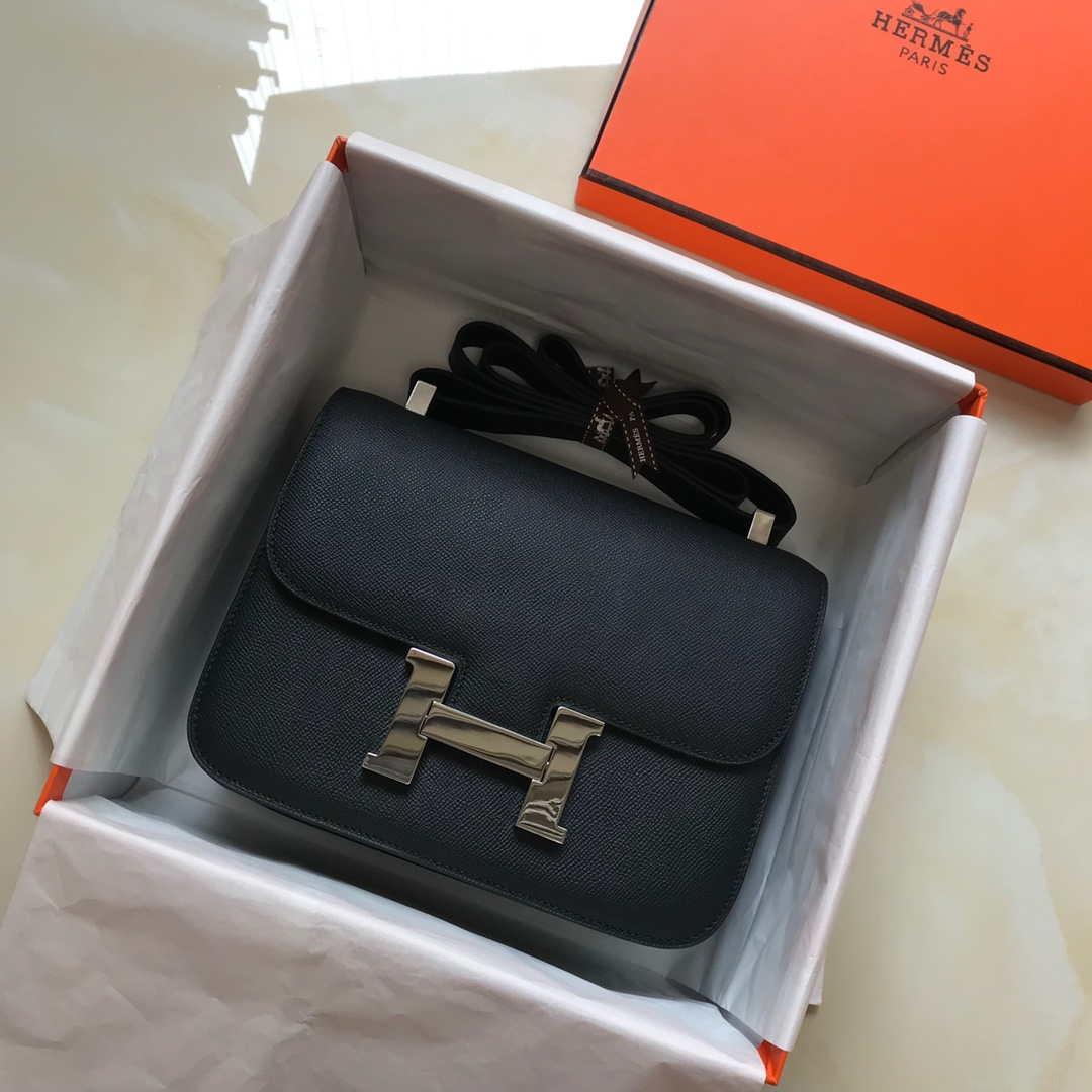 Hermes Constance Shoulder Bags Epsom Leather Silver H28416