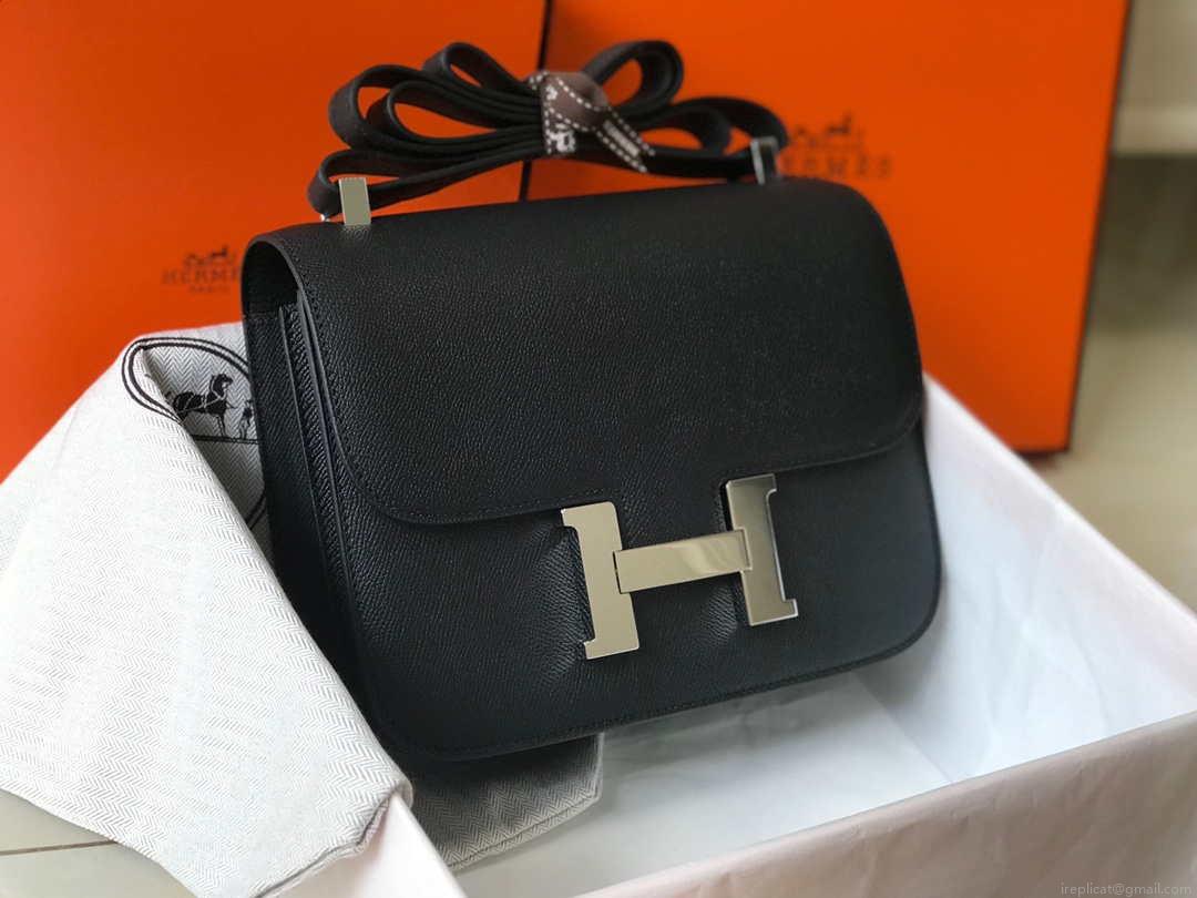 Hermes Constance Shoulder Bags Epsom Leather Silver H28416