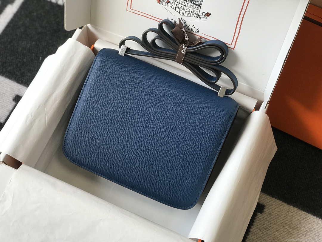 Hermes Constance Shoulder Bags Epsom Leather Silver H28417