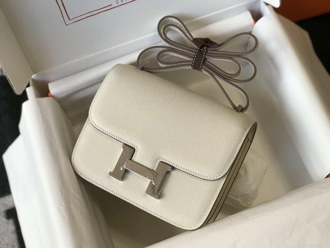 Hermes Constance Shoulder Bags Epsom Leather Silver H28419