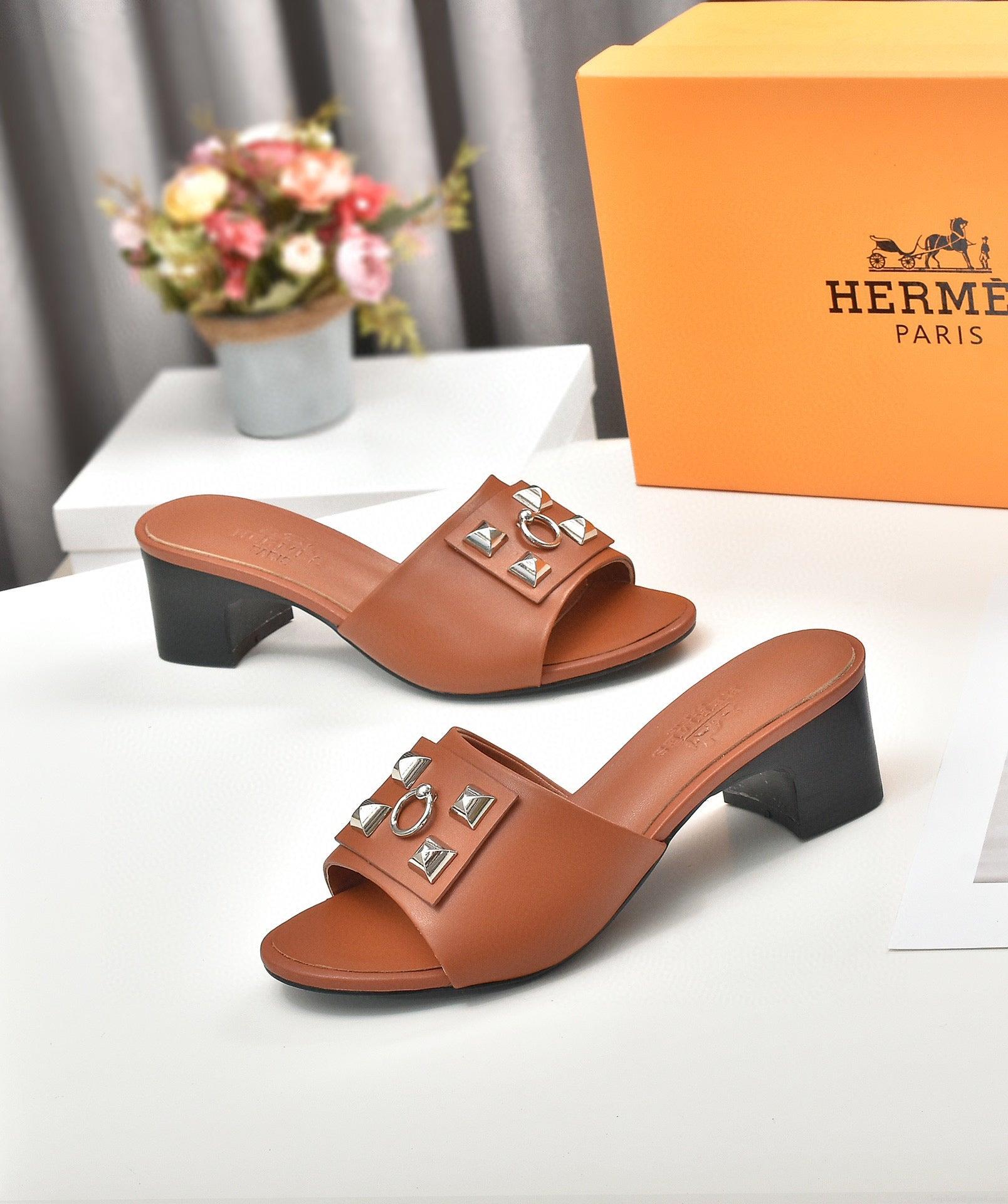 Hermes Women Shoes Designer Hermes Slippers Heel 60mm H70034