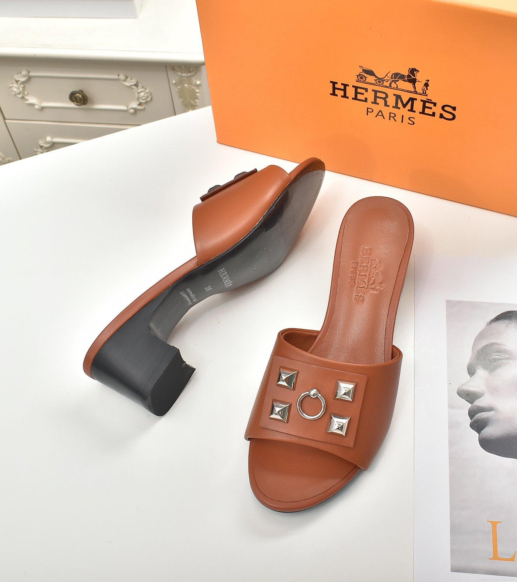 Hermes Women Shoes Designer Hermes Slippers Heel 60mm H70034