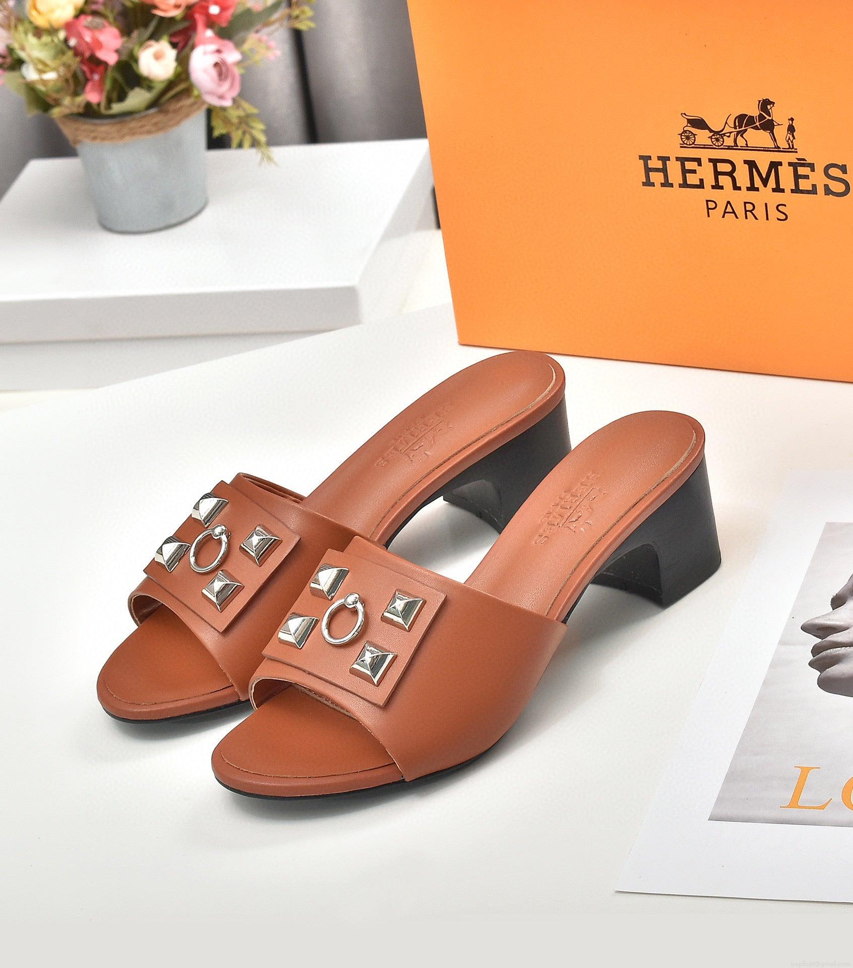 Hermes Women Shoes Designer Hermes Slippers Heel 60mm H70034