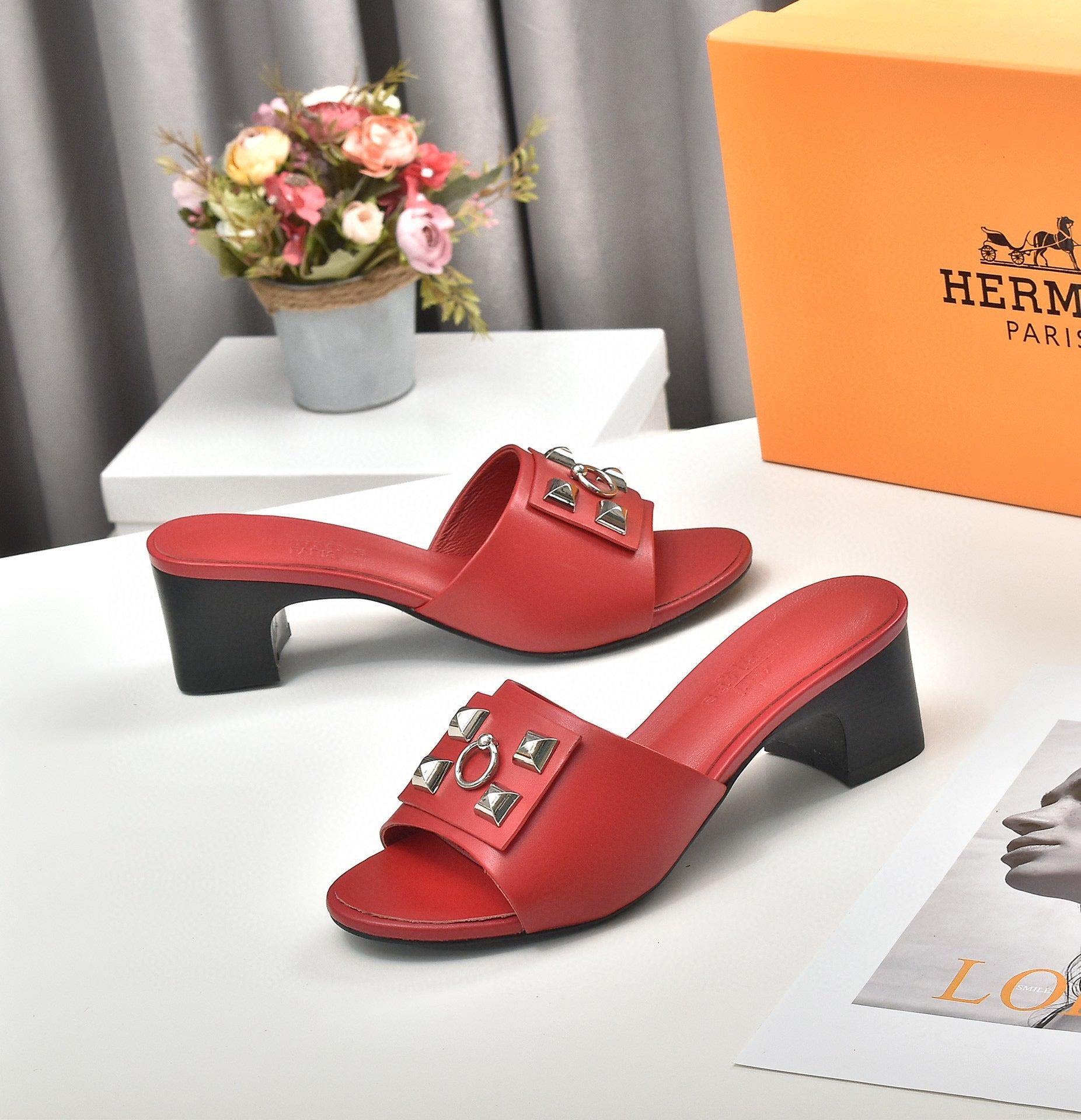 Hermes Women Shoes Designer Hermes Slippers Heel 60mm H70035