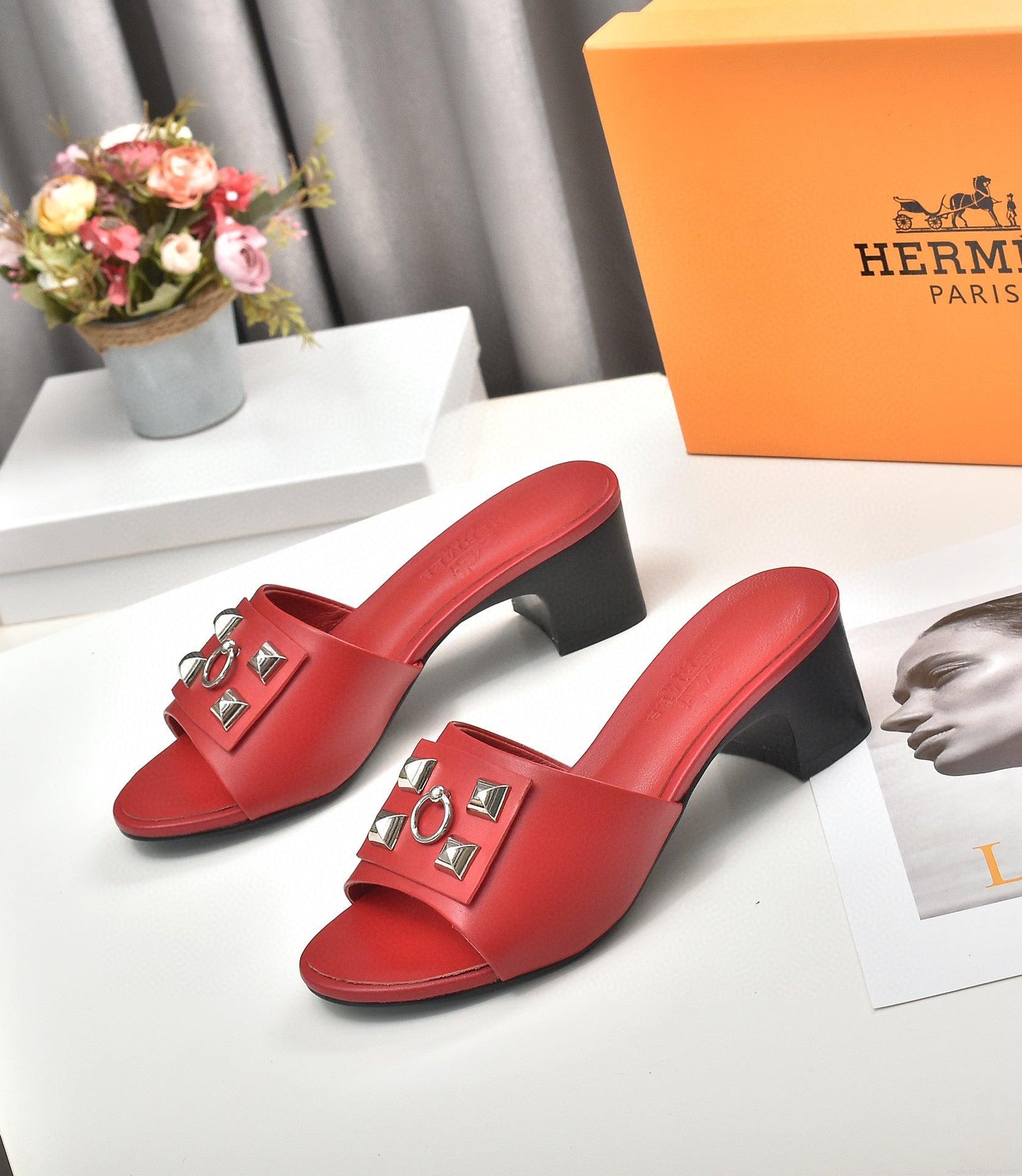 Hermes Women Shoes Designer Hermes Slippers Heel 60mm H70035