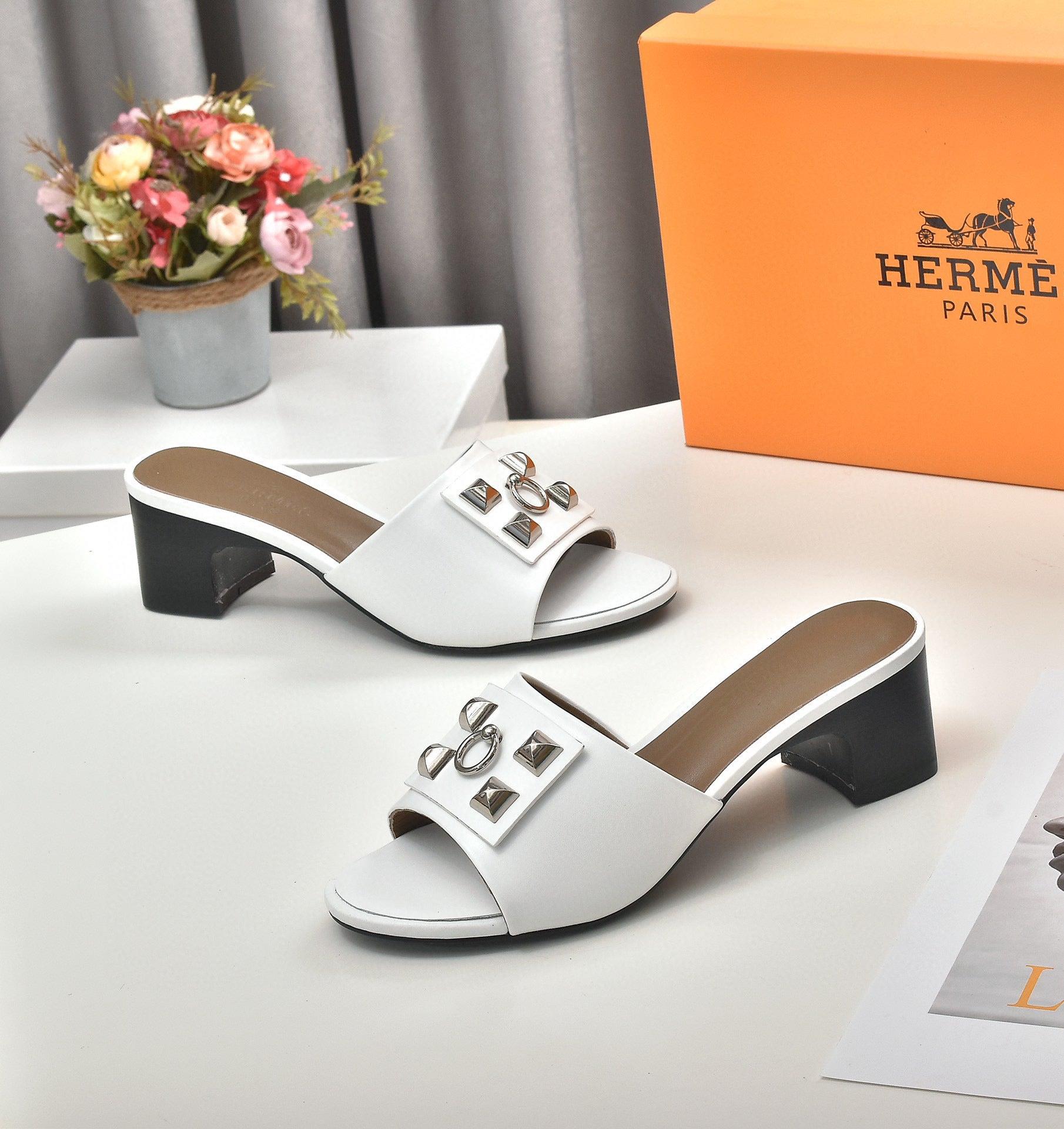 Hermes Women Shoes Designer Hermes Slippers Heel 60mm H70036