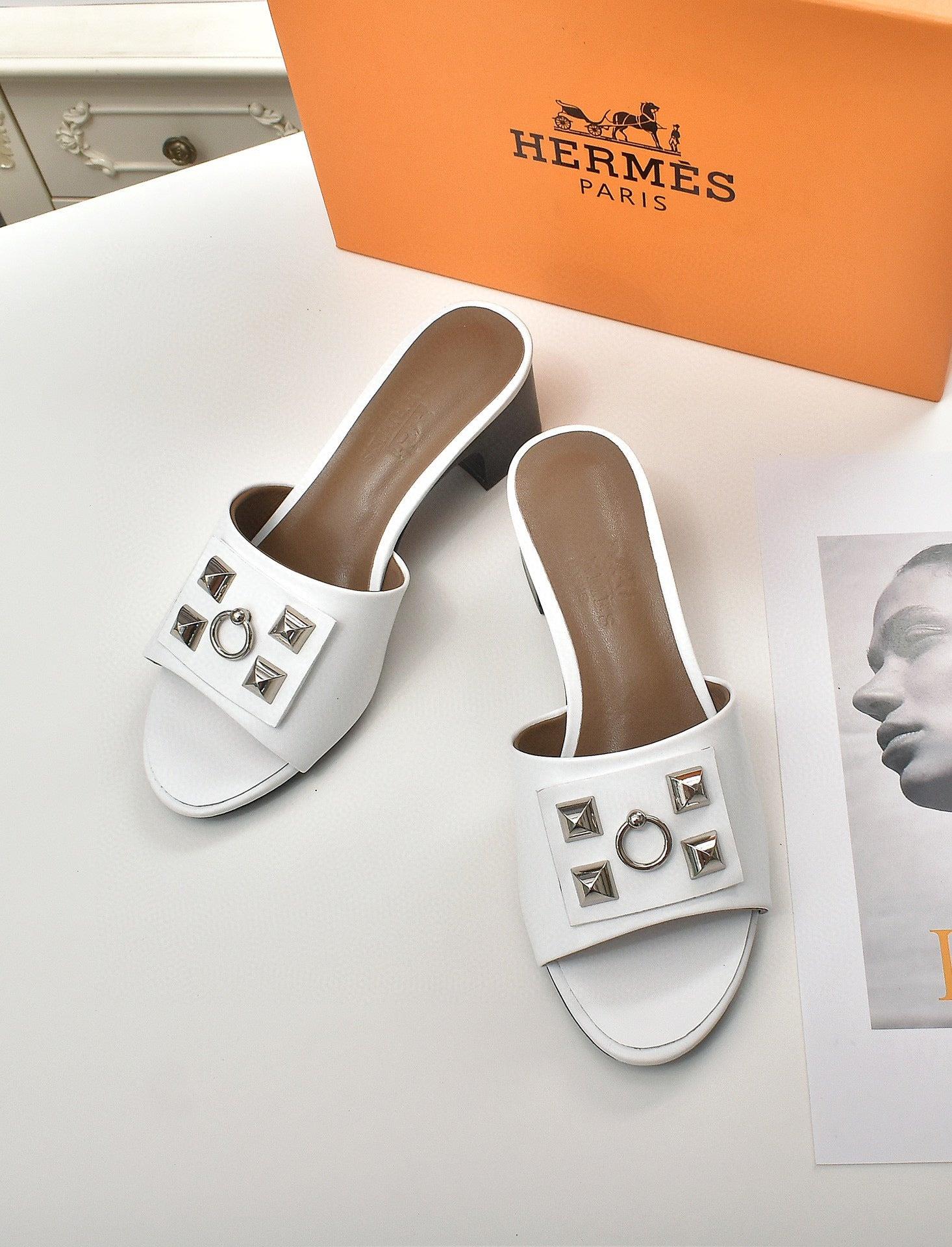 Hermes Women Shoes Designer Hermes Slippers Heel 60mm H70036