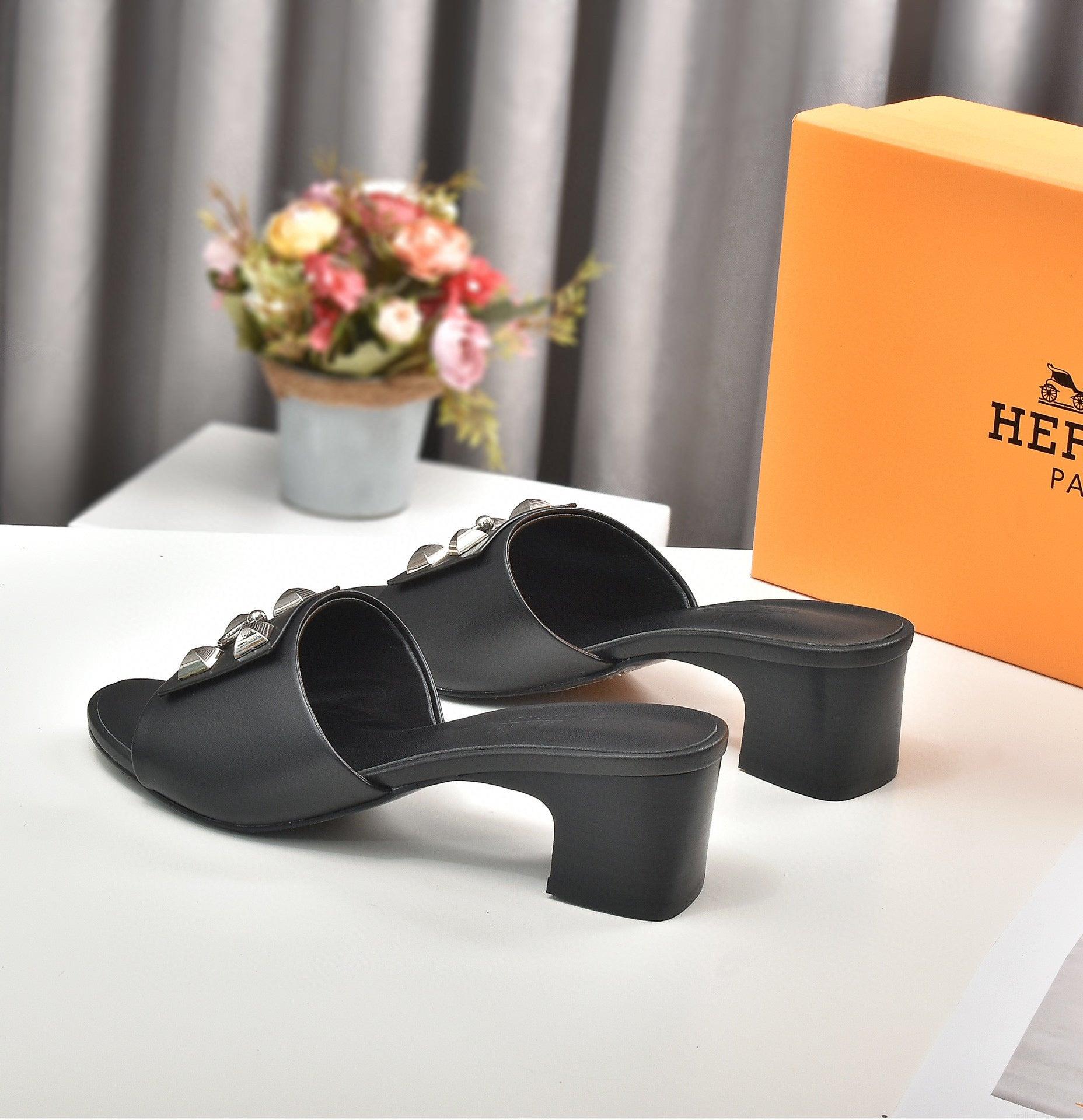 Hermes Women Shoes Designer Hermes Slippers Heel 60mm H70037