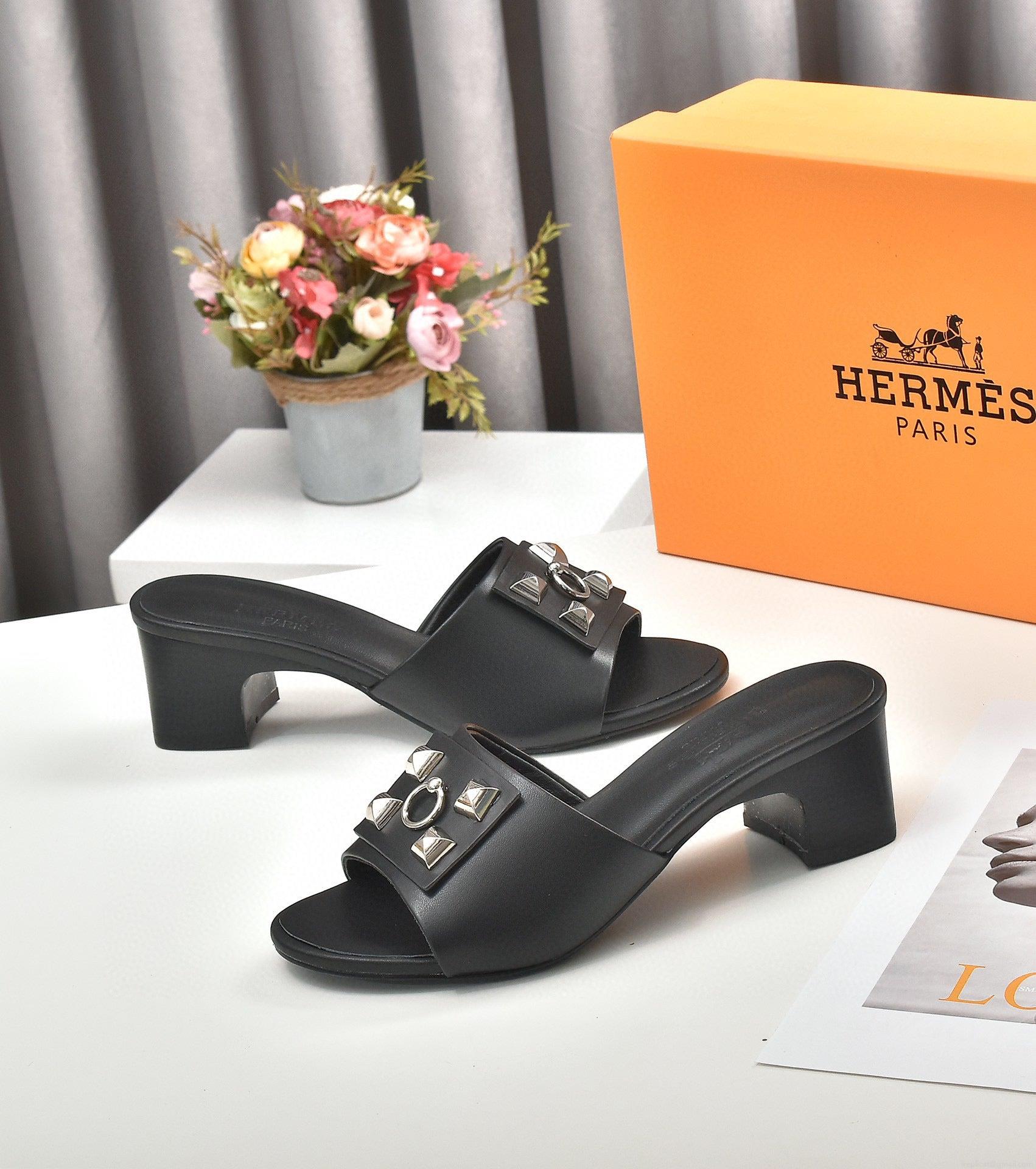 Hermes Women Shoes Designer Hermes Slippers Heel 60mm H70037