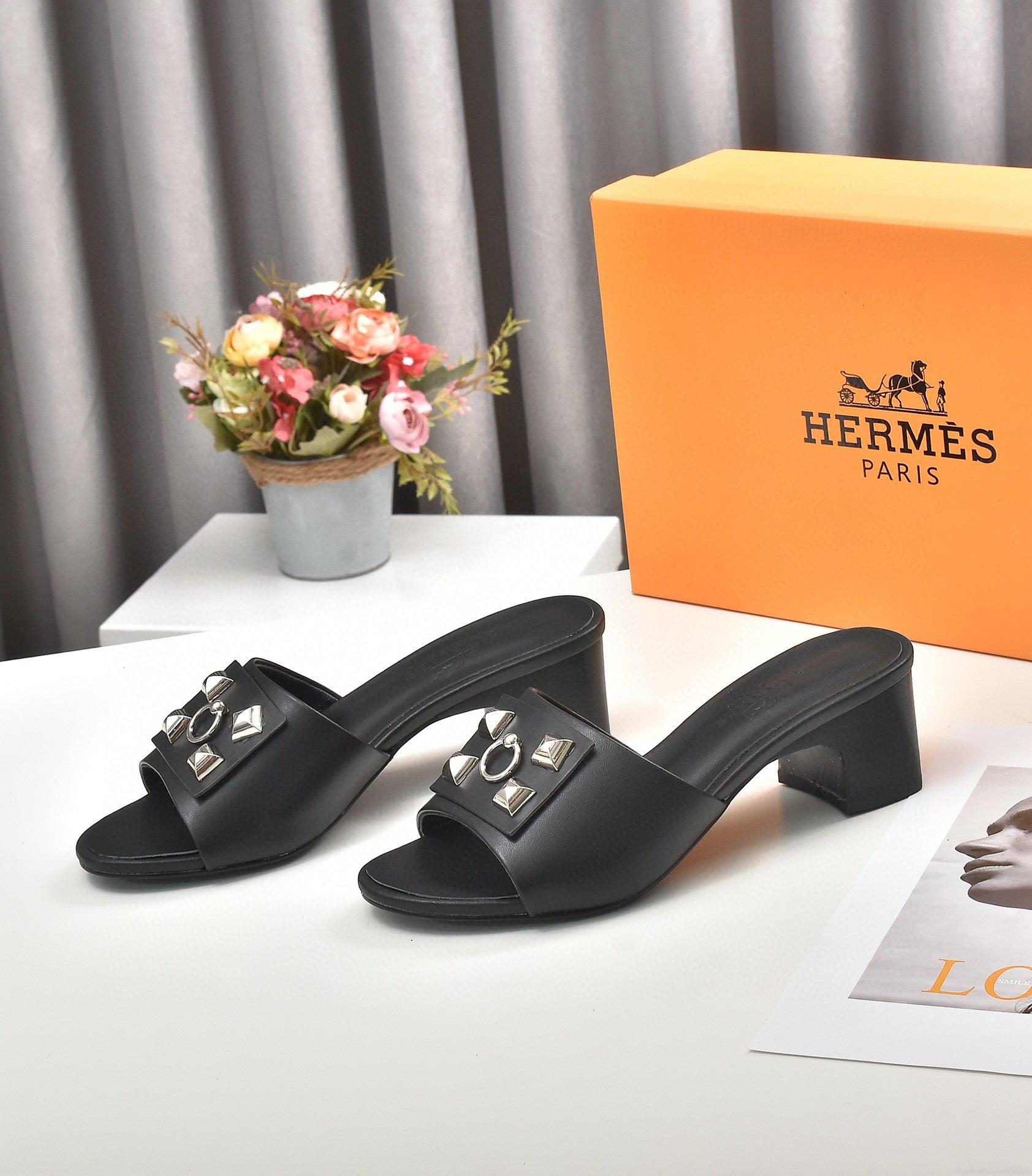 Hermes Women Shoes Designer Hermes Slippers Heel 60mm H70037
