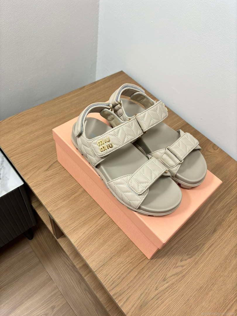 MiuMiu 5X135E Women’s Sporty matelassé nappa leather sandals Miu8003