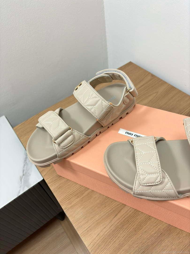 MiuMiu 5X135E Women’s Sporty matelassé nappa leather sandals Miu8003