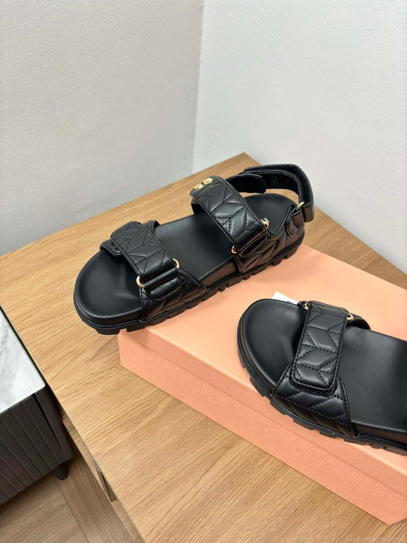 MiuMiu 5X135E Women’s Sporty matelassé nappa leather sandals Miu8001