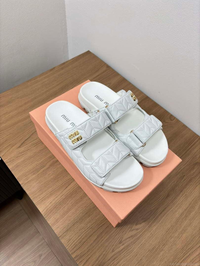 MiuMiu 5X135E Women’s Sporty matelassé nappa leather sandals Miu8007