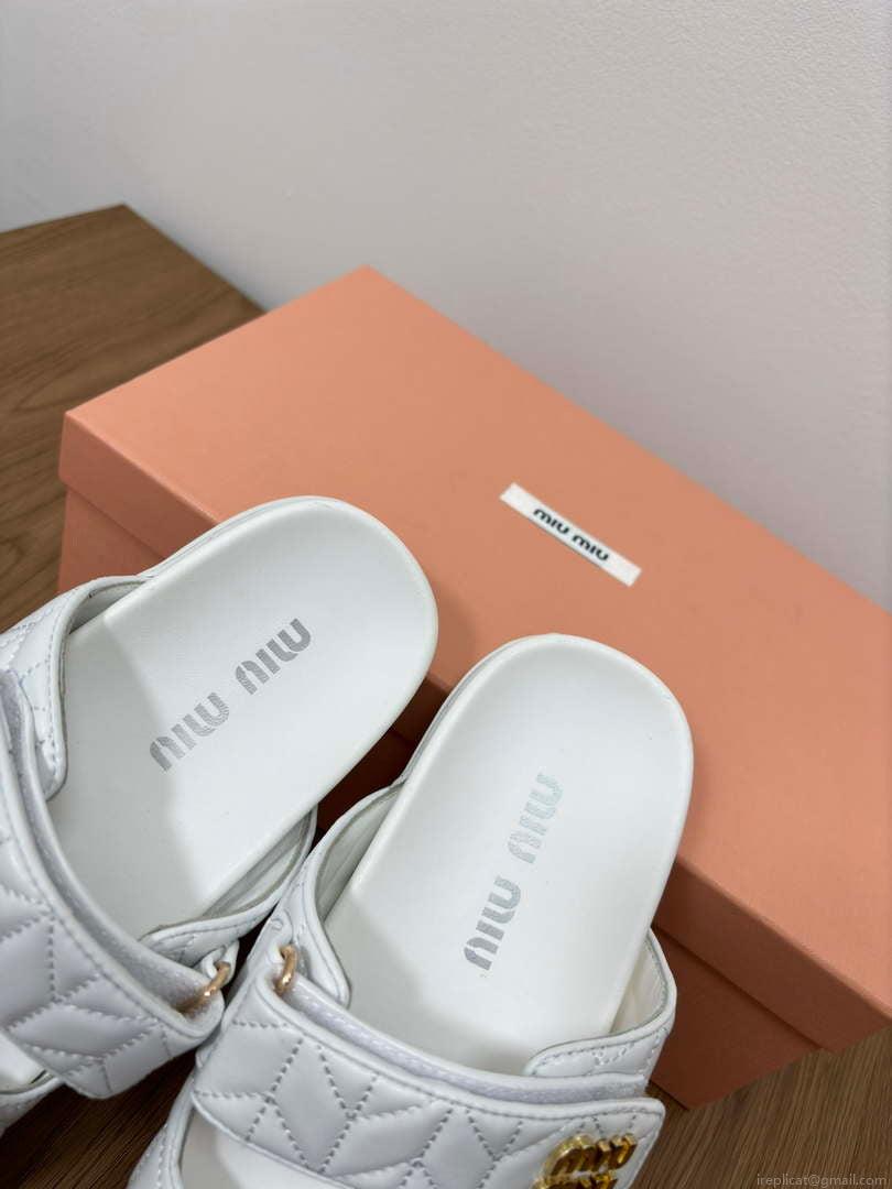 MiuMiu 5X135E Women’s Sporty matelassé nappa leather sandals Miu8007