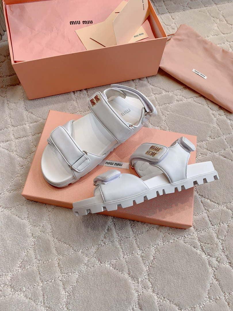 MiuMiu 5X135E Women’s Sporty matelassé nappa leather sandals Miu80013