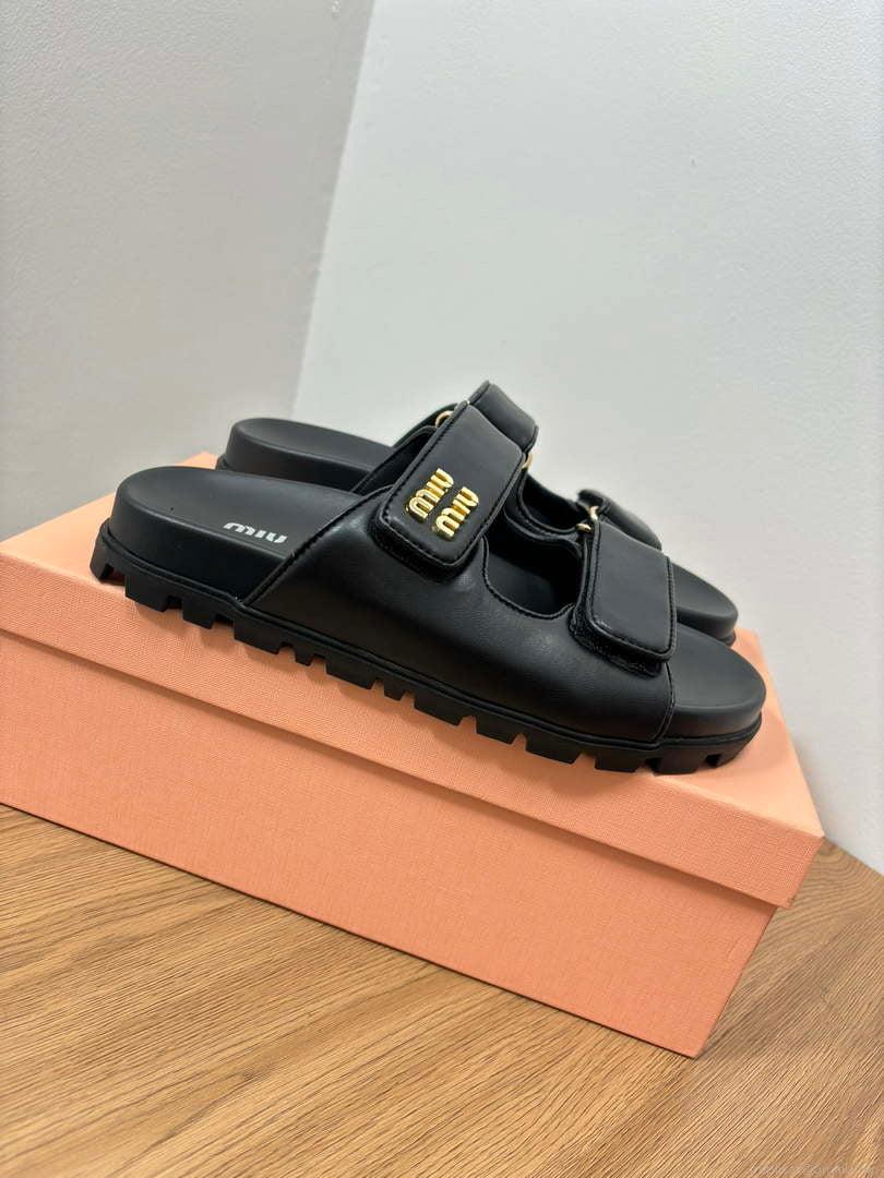 MiuMiu 5X135E Women’s Sporty matelassé nappa leather sandals Miu80014