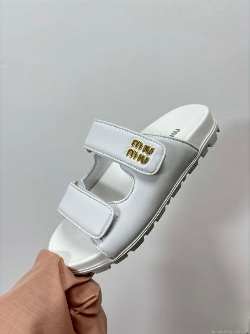 MiuMiu 5X135E Women’s Sporty matelassé nappa leather sandals Miu80015