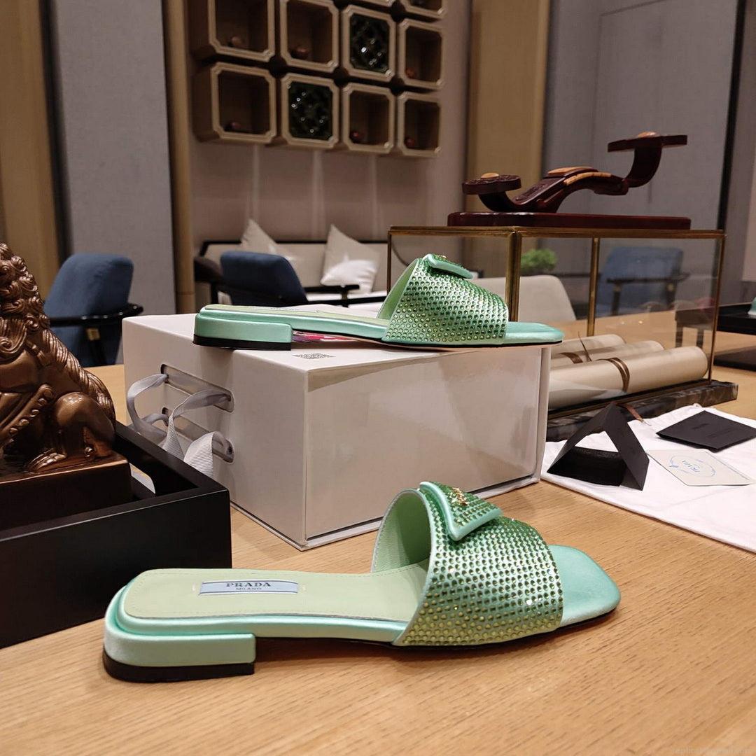 Prada 1XX608 Satin slides with crystals P78534