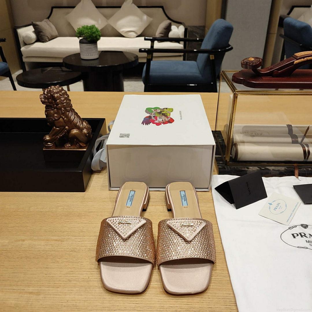 Prada 1XX608 Satin slides with crystals P78535