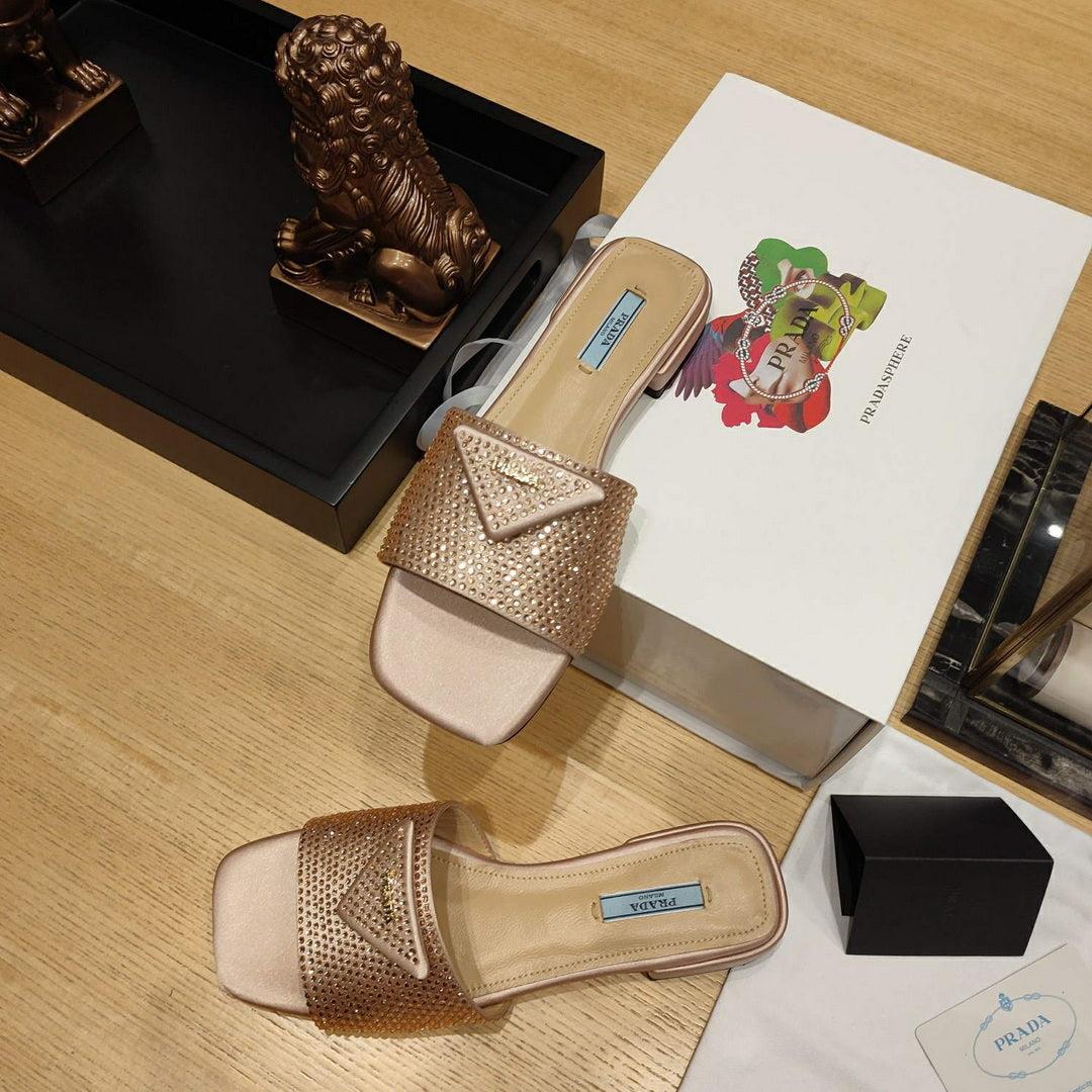 Prada 1XX608 Satin slides with crystals P78535
