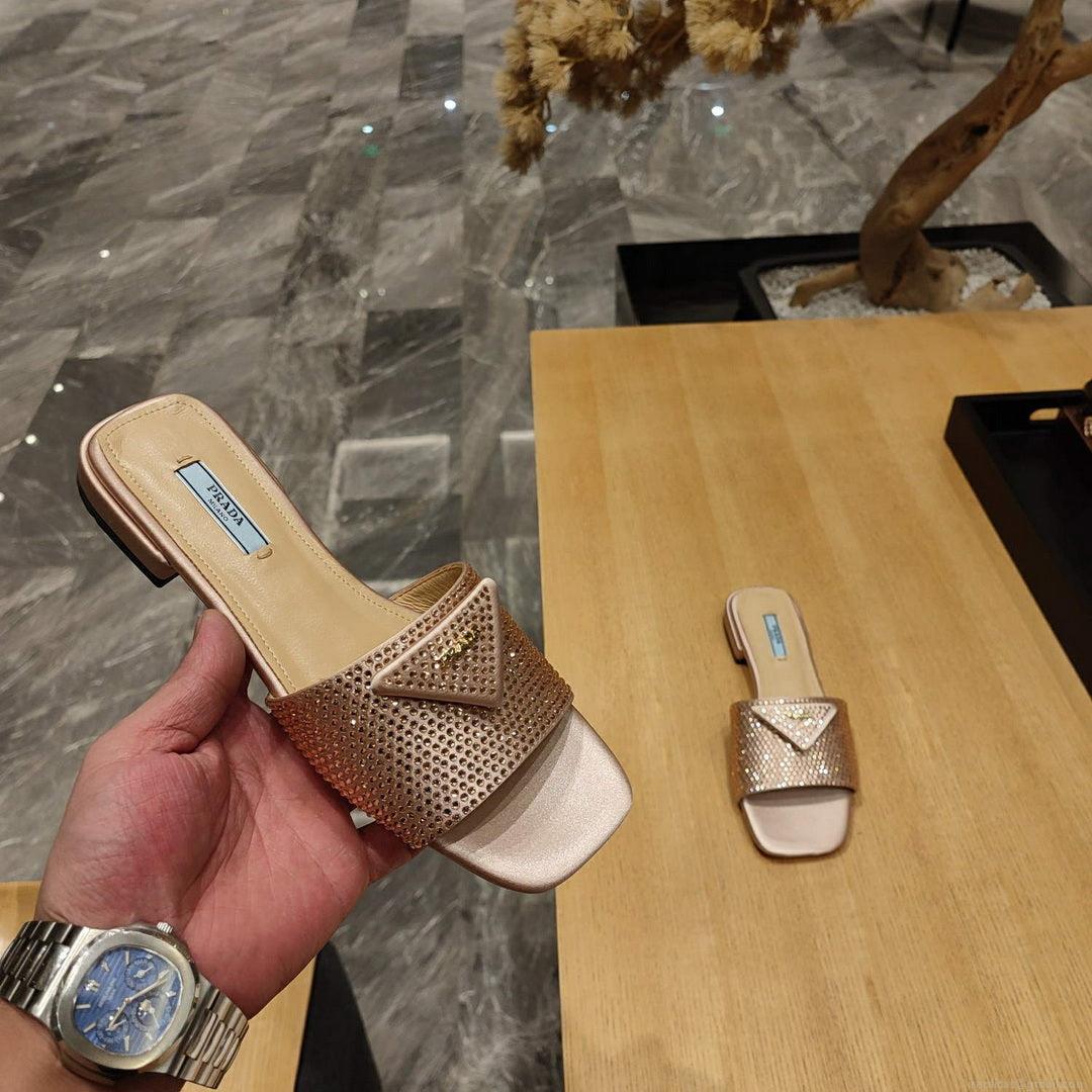 Prada 1XX608 Satin slides with crystals P78535