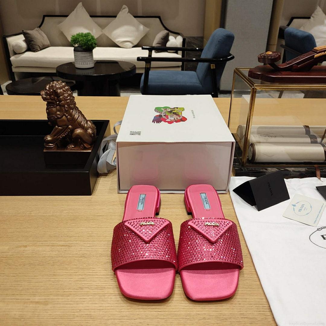 Prada 1XX608 Satin slides with crystals P78536