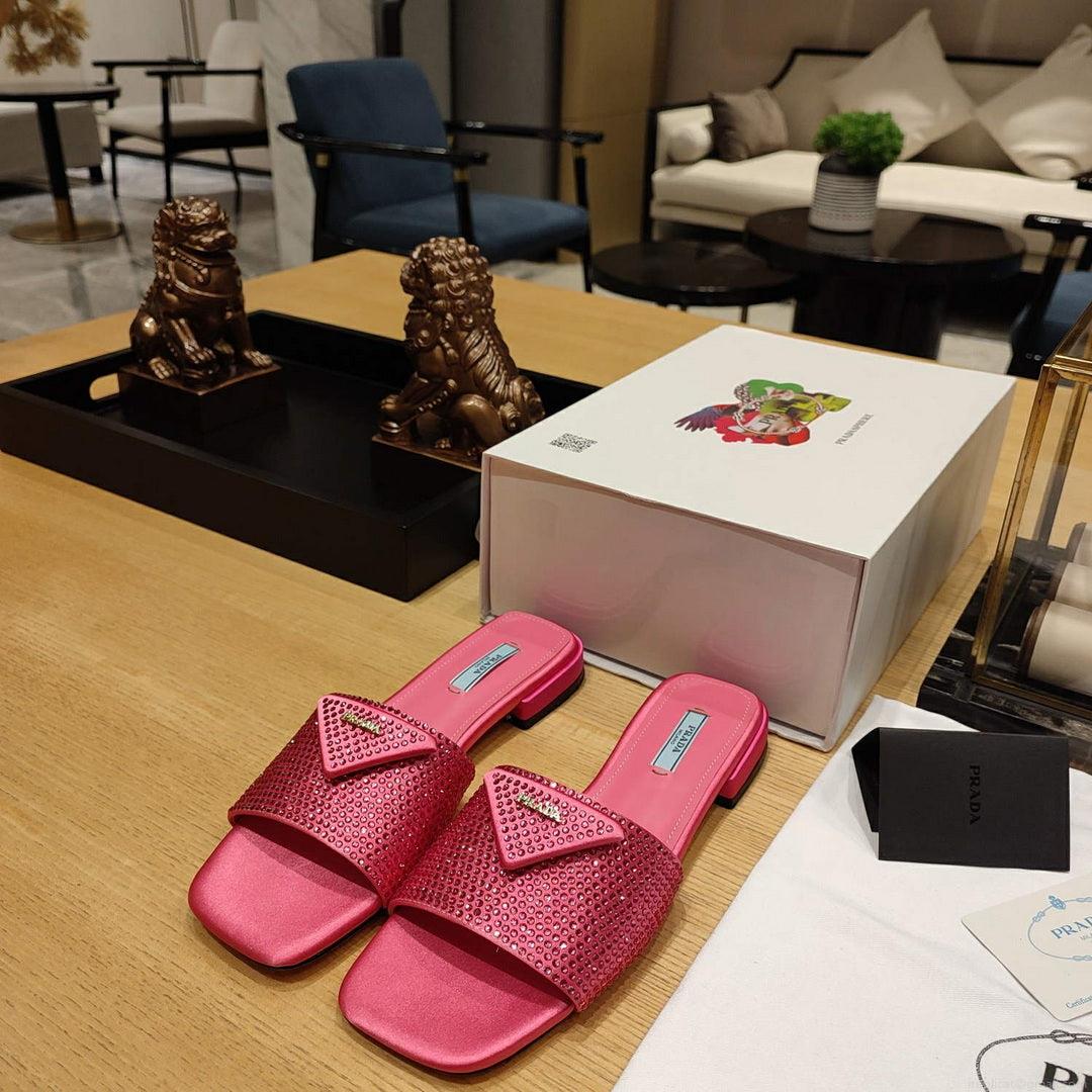 Prada 1XX608 Satin slides with crystals P78536
