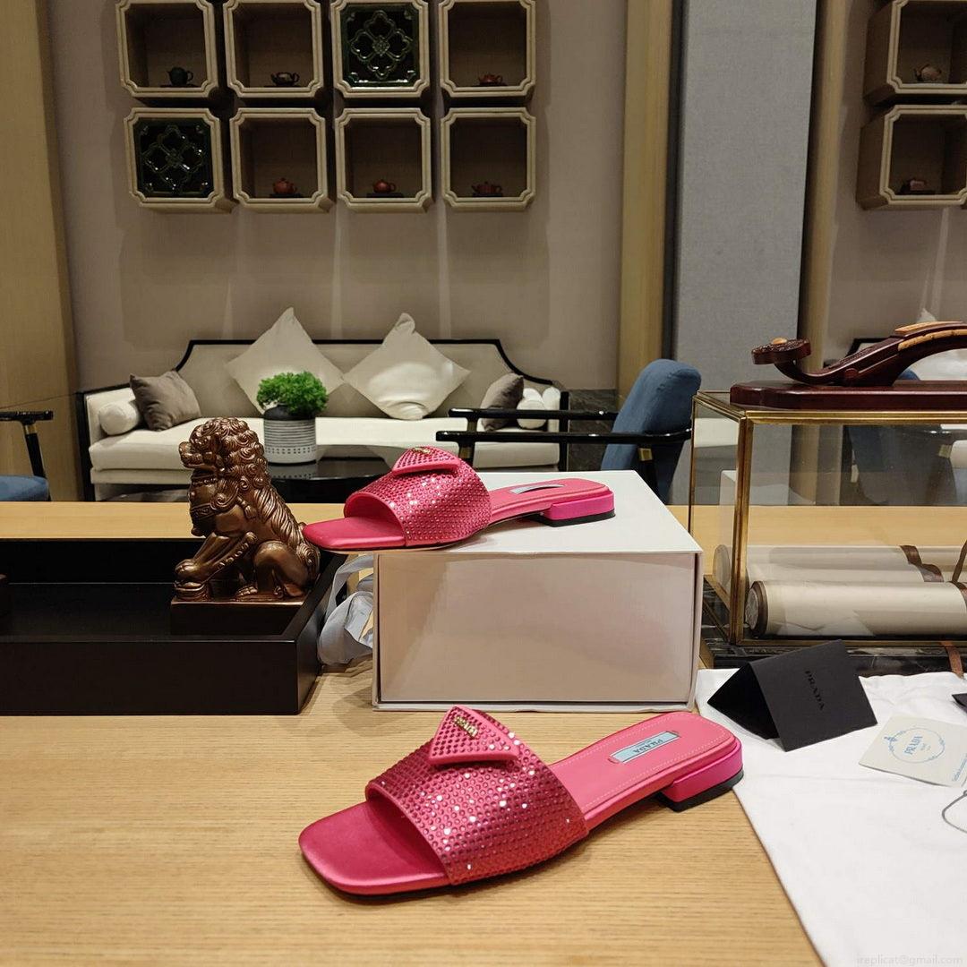 Prada 1XX608 Satin slides with crystals P78536