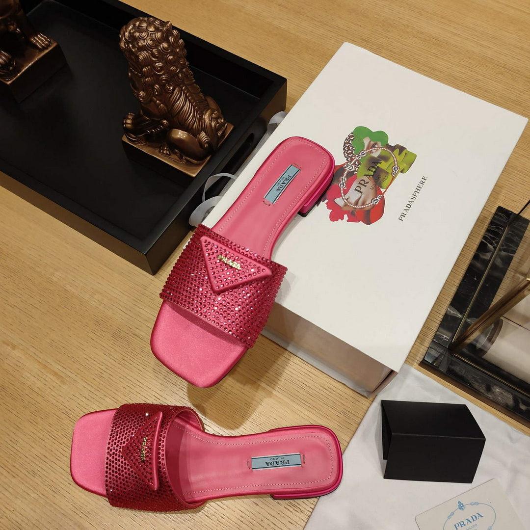 Prada 1XX608 Satin slides with crystals P78536