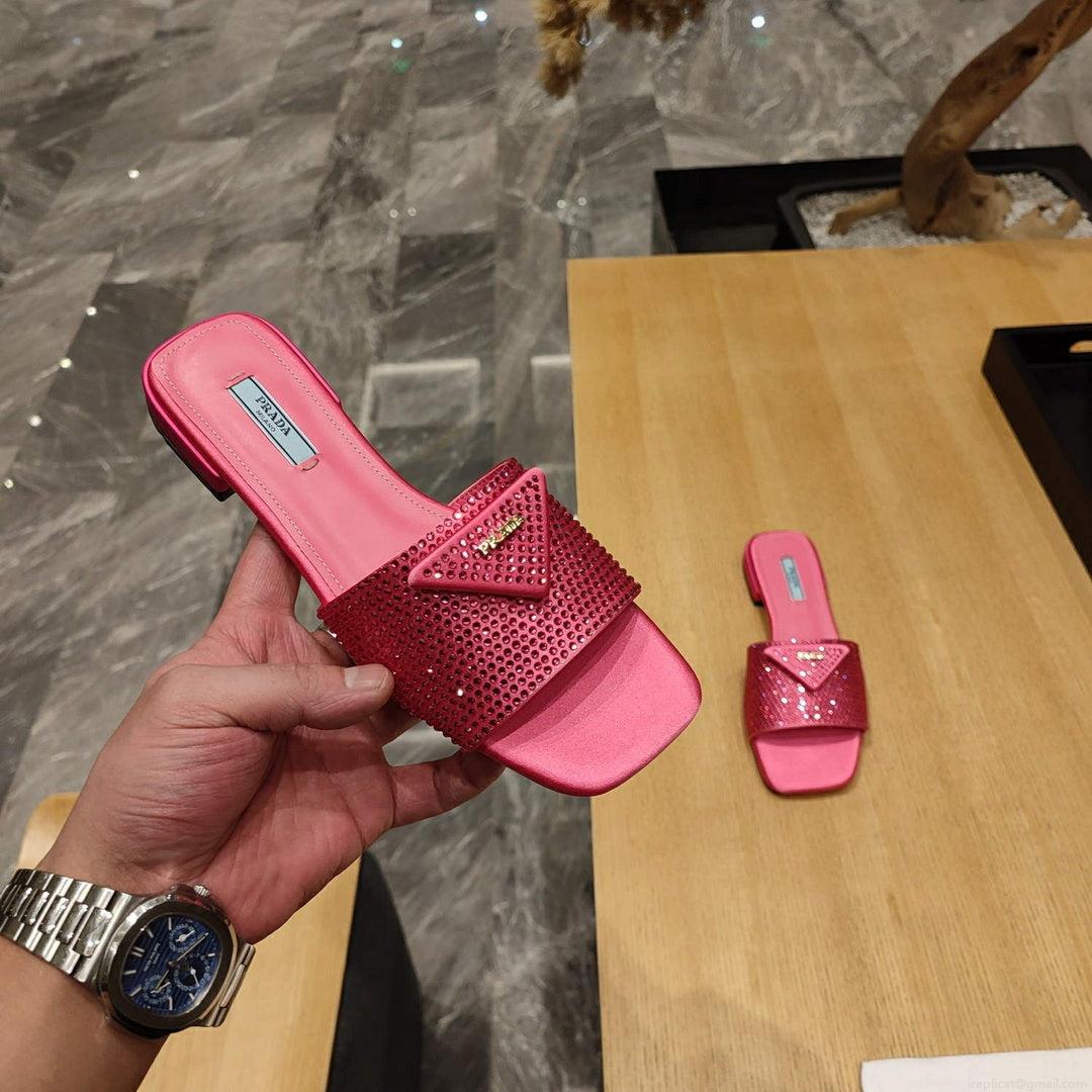 Prada 1XX608 Satin slides with crystals P78536