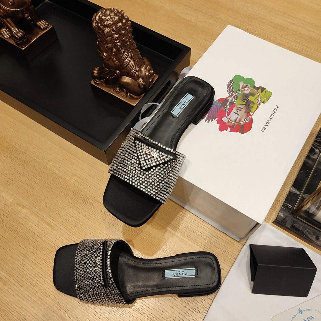 Prada 1XX608 Satin slides with crystals P78537