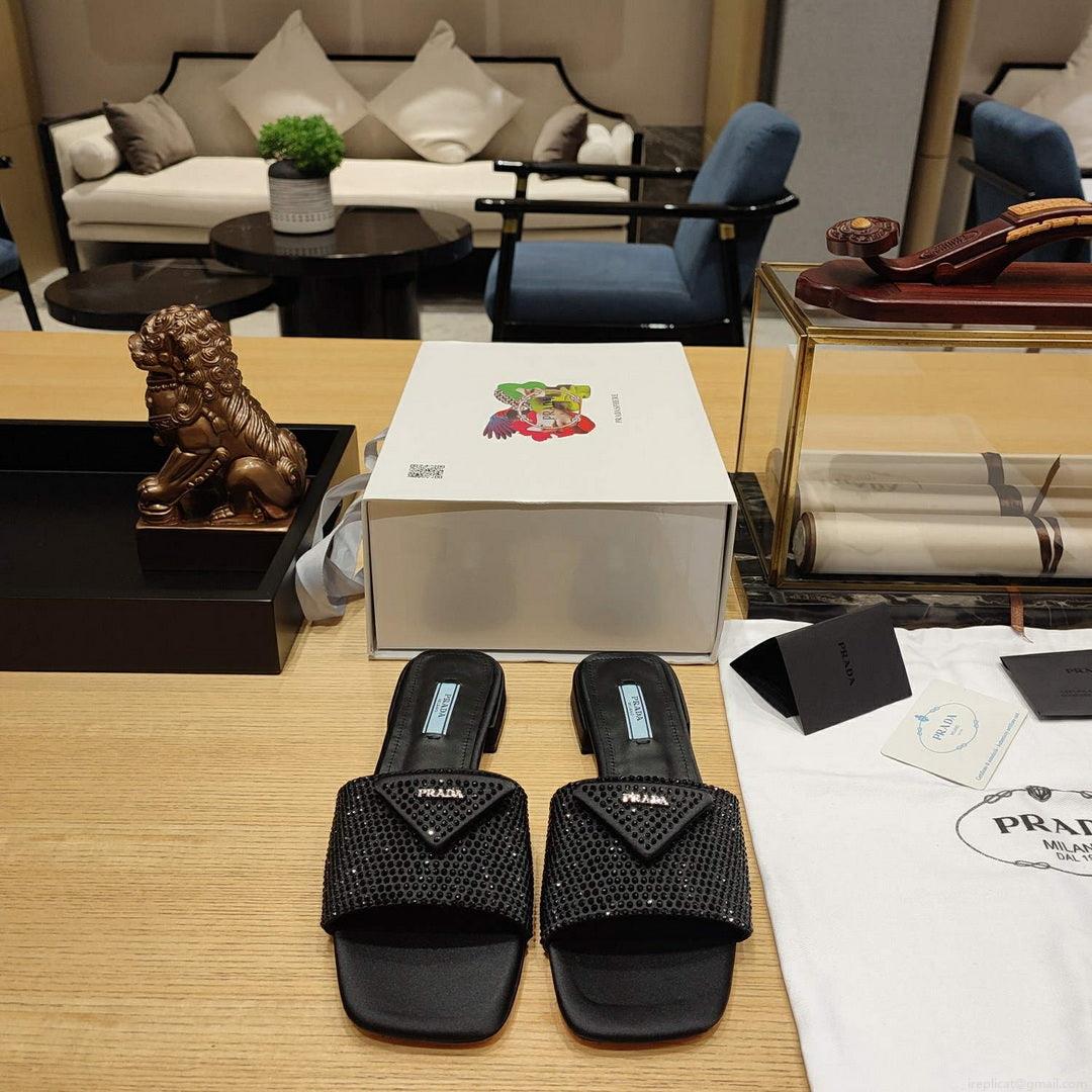 Prada 1XX608 Satin slides with crystals P78538