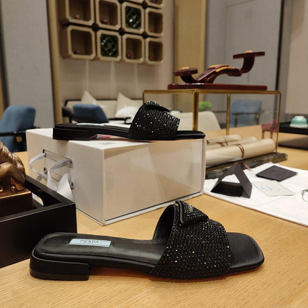 Prada 1XX608 Satin slides with crystals P78538