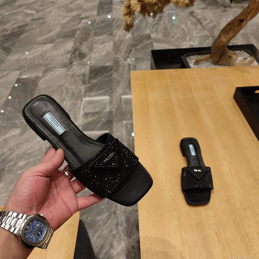 Prada 1XX608 Satin slides with crystals P78538