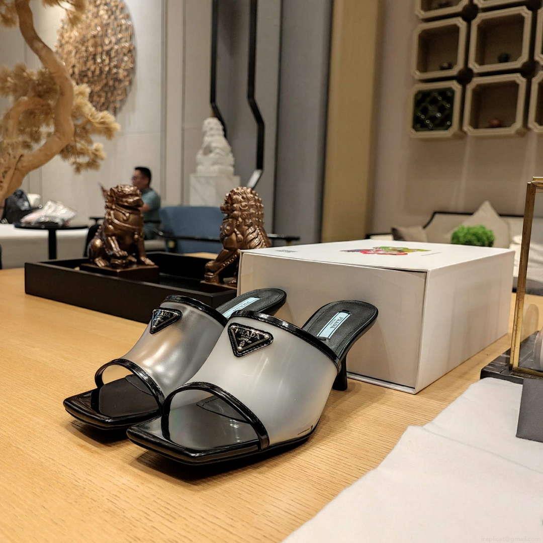 Prada 1XX644 Plexiglas and patent leather sandals P78606