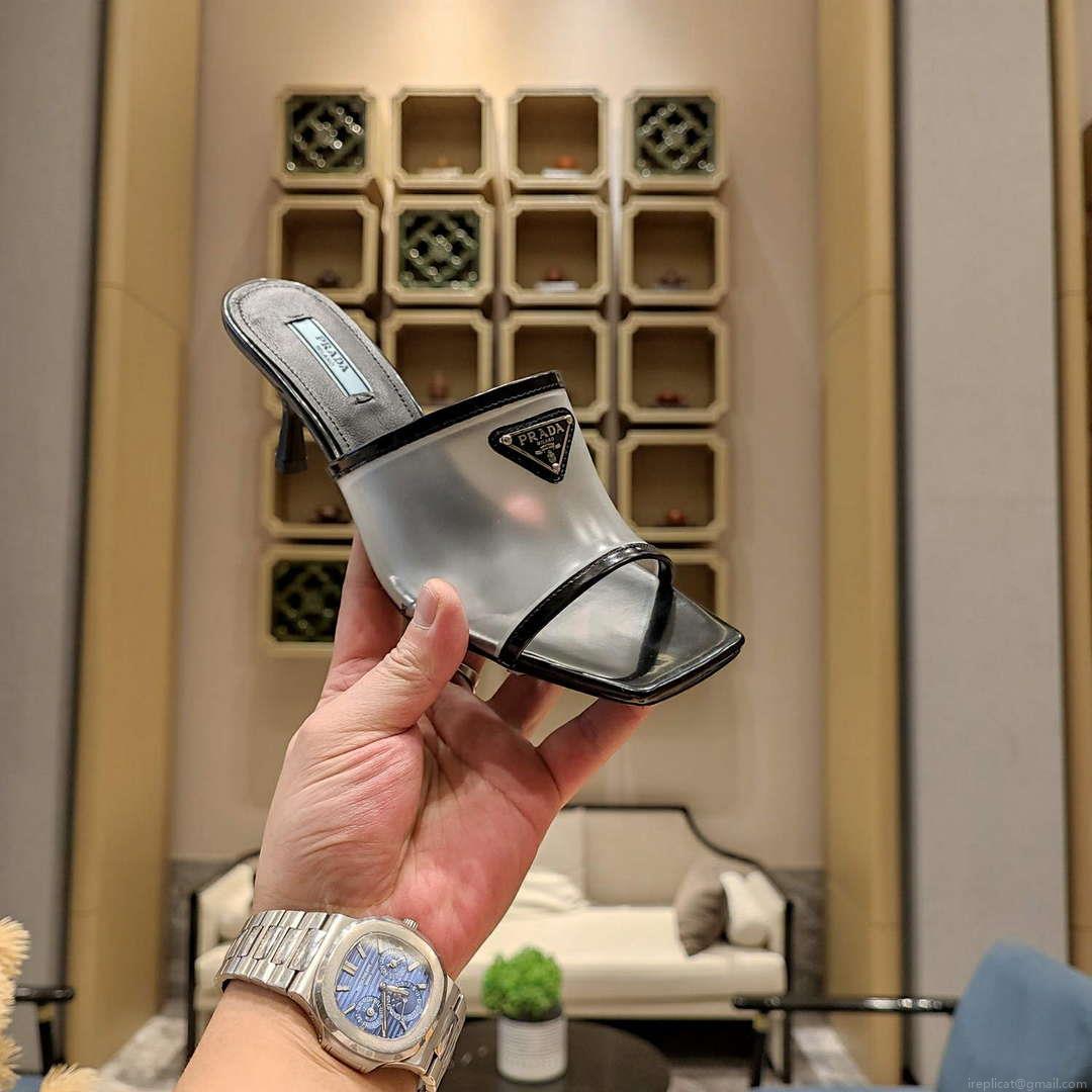 Prada 1XX644 Plexiglas and patent leather sandals P78606