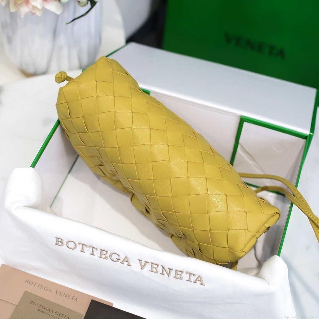 BV 585852 Bottega Veneta Mini Pouch intrecciato leather clutch with strap Yellow