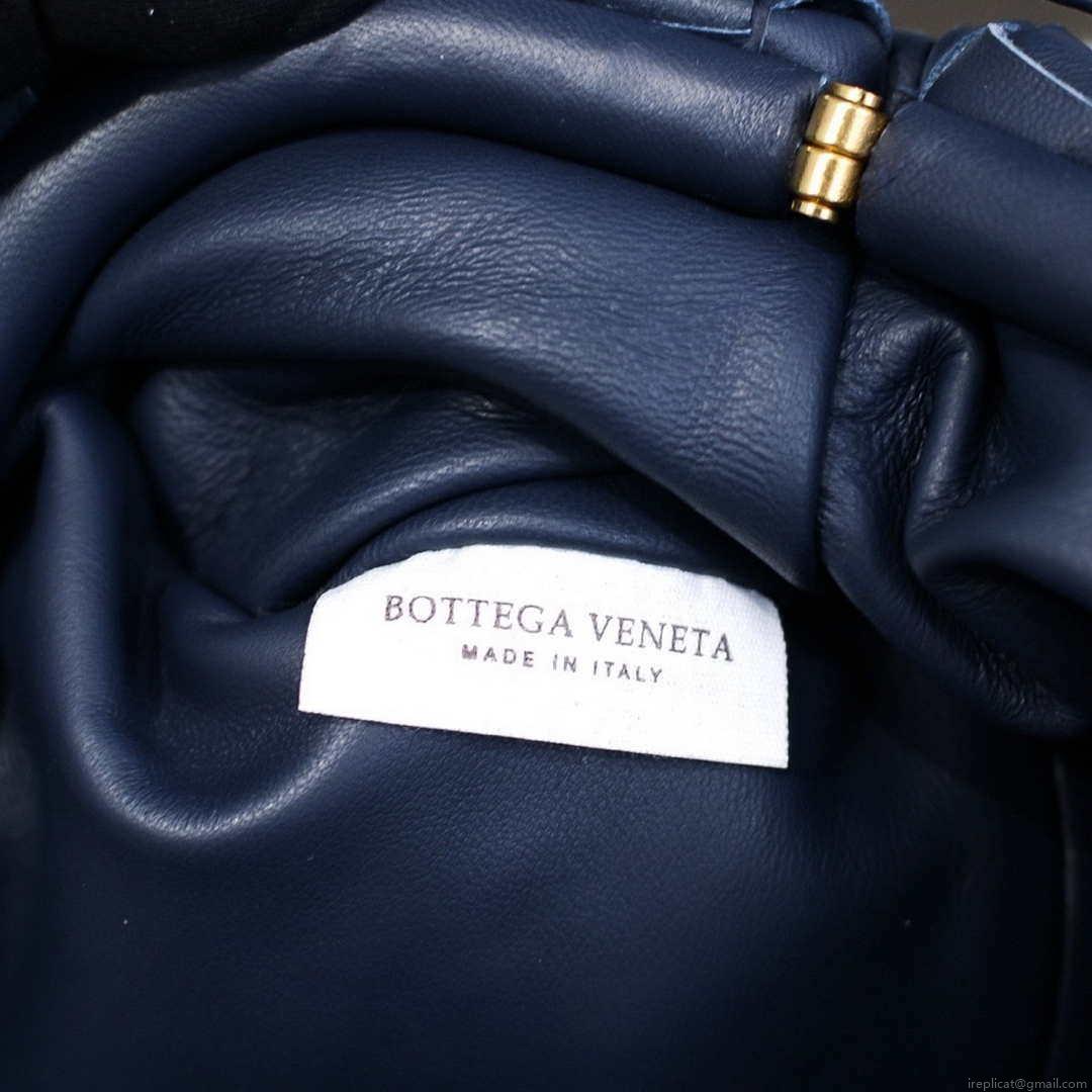 BV 585852 Bottega Veneta Mini Pouch intrecciato leather clutch with strap Navy Blue
