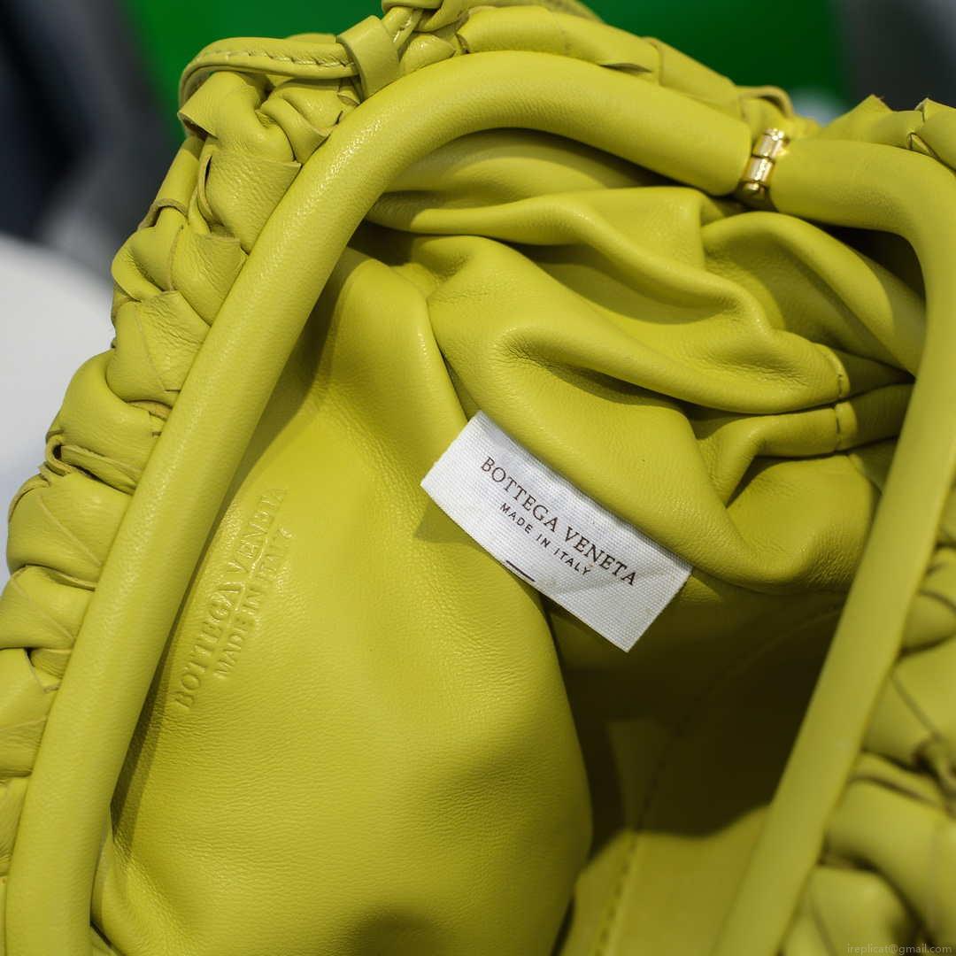BV 585852 Bottega Veneta Mini Pouch intrecciato leather clutch with strap Lemon Green
