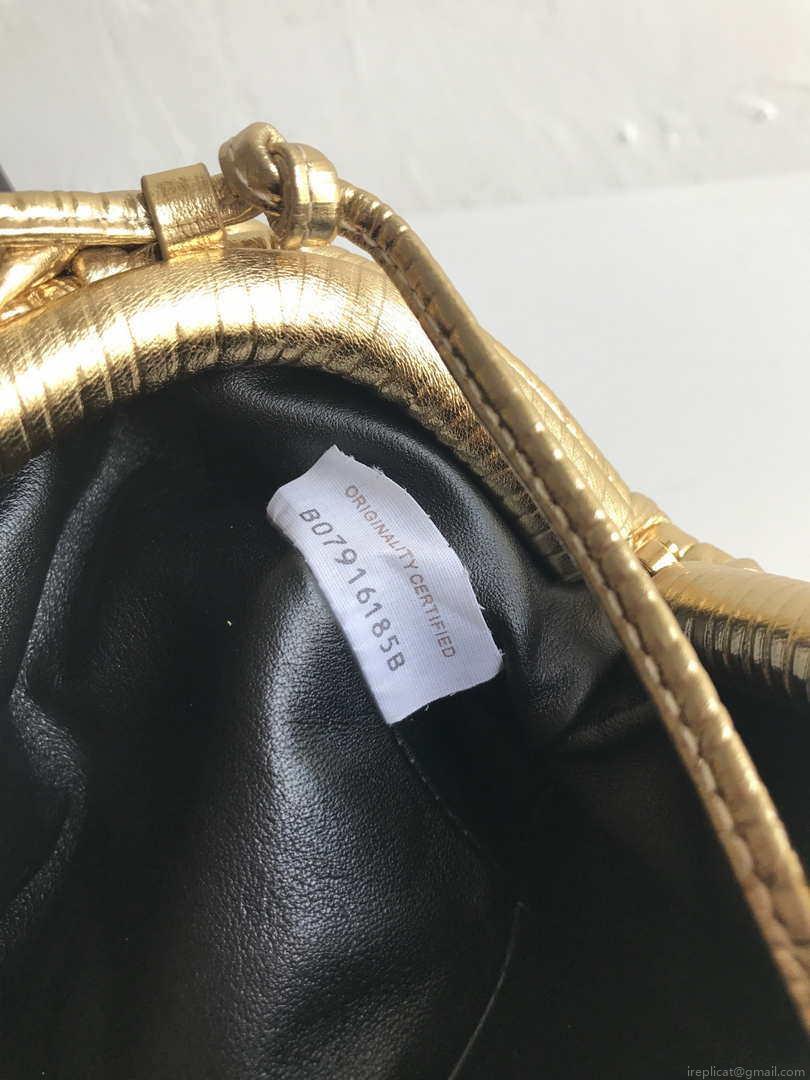 BV 585852 Bottega Veneta Mini Pouch Lambskin leather clutch with strap metallic Gold