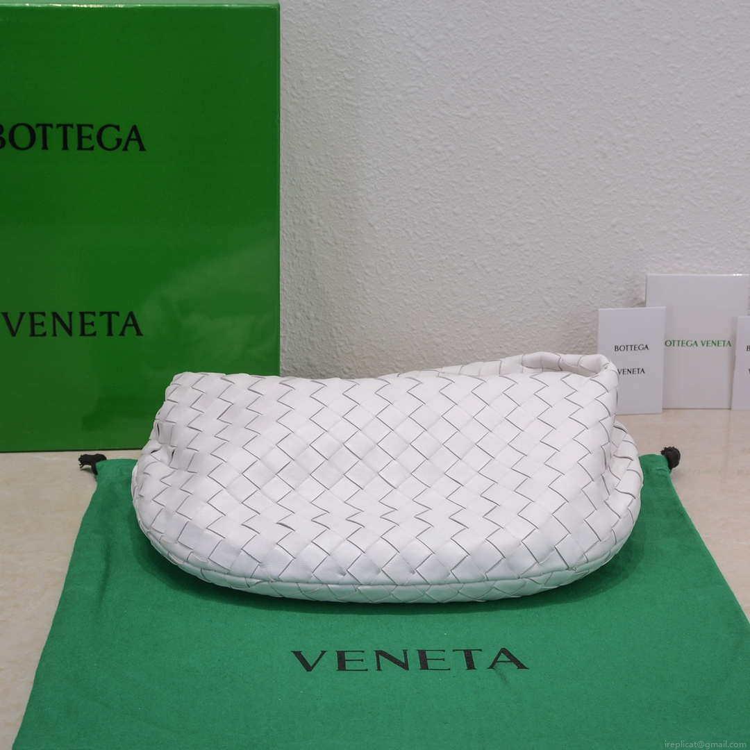Bottega Veneta BV 690225 Teen Jodie intrecciato leather shoulder bag White
