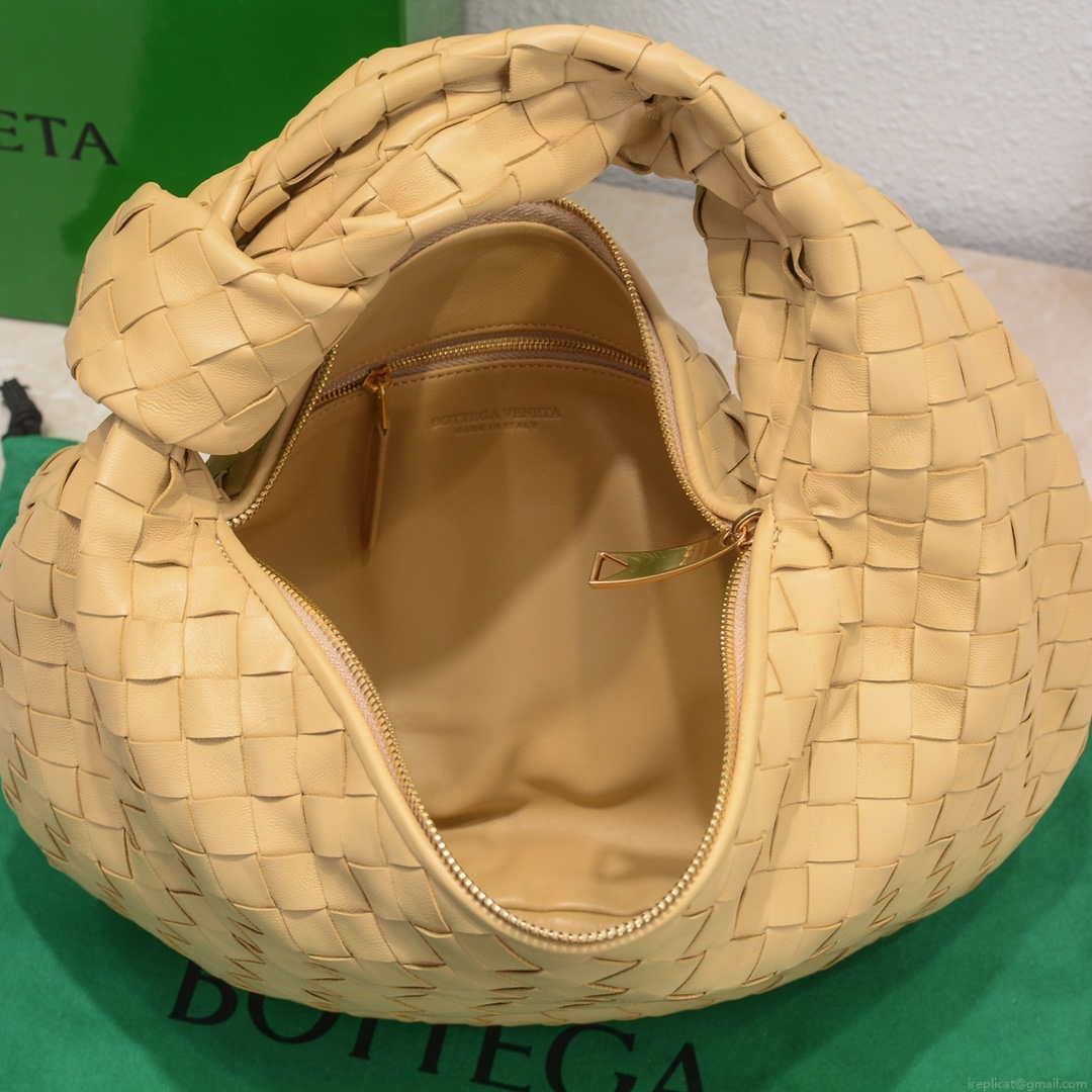 Bottega Veneta BV 690225 Teen Jodie intrecciato leather shoulder bag Apricot