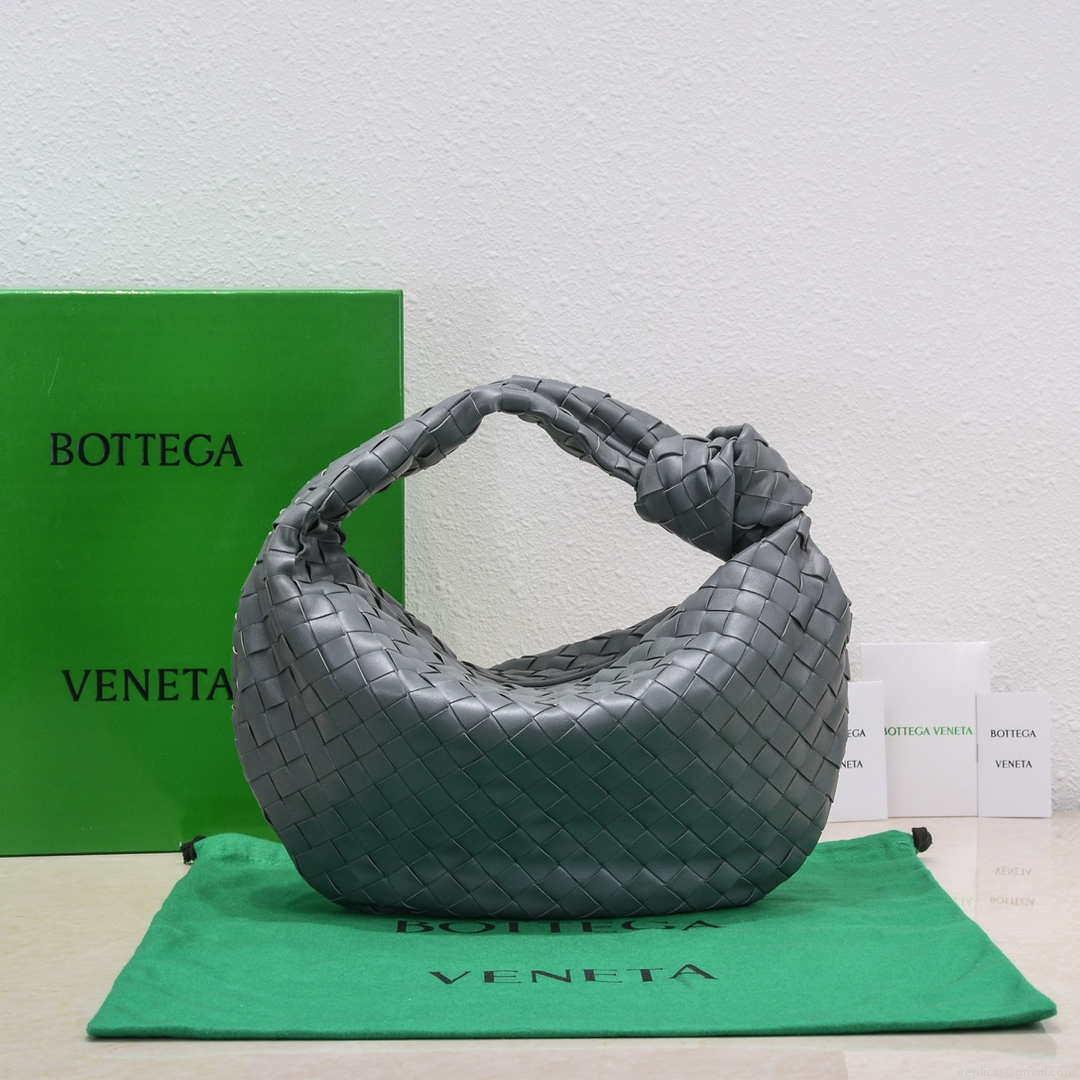 Bottega Veneta BV 690225 Teen Jodie intrecciato leather shoulder bag Dark Gray