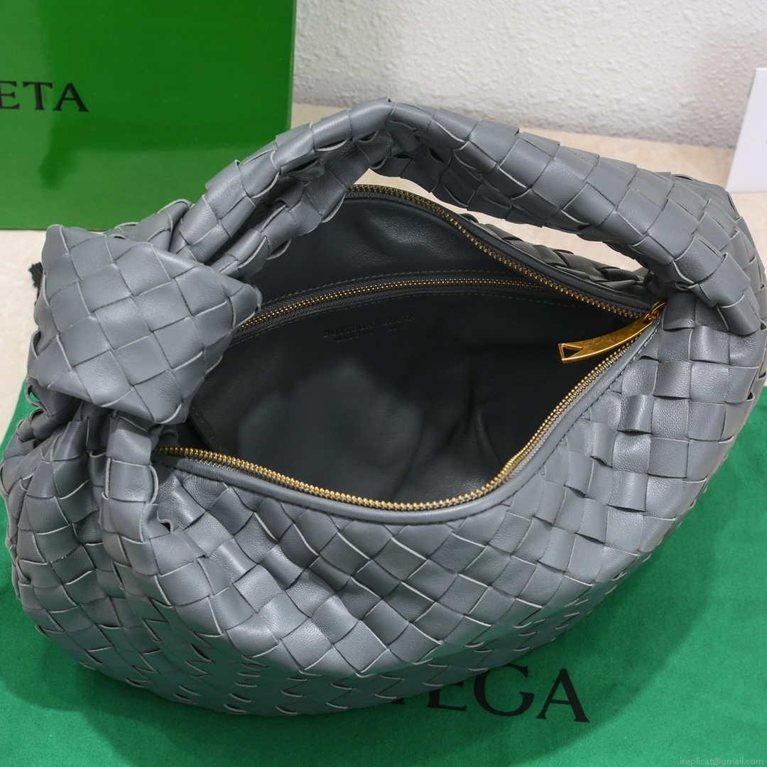 Bottega Veneta BV 690225 Teen Jodie intrecciato leather shoulder bag Dark Gray
