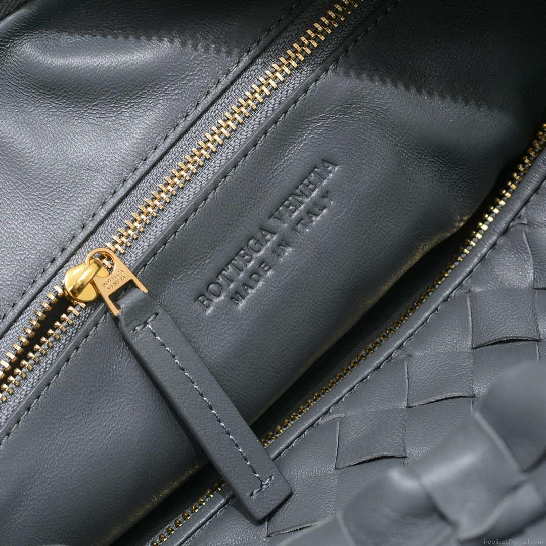 Bottega Veneta BV 690225 Teen Jodie intrecciato leather shoulder bag Dark Gray