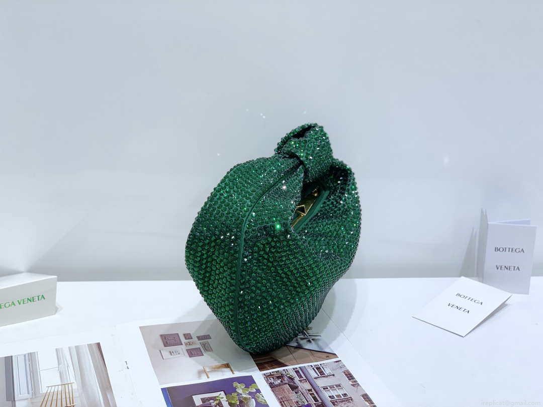 Bottega Veneta BV 651876 mini Jodie Rhinestones Dark Green