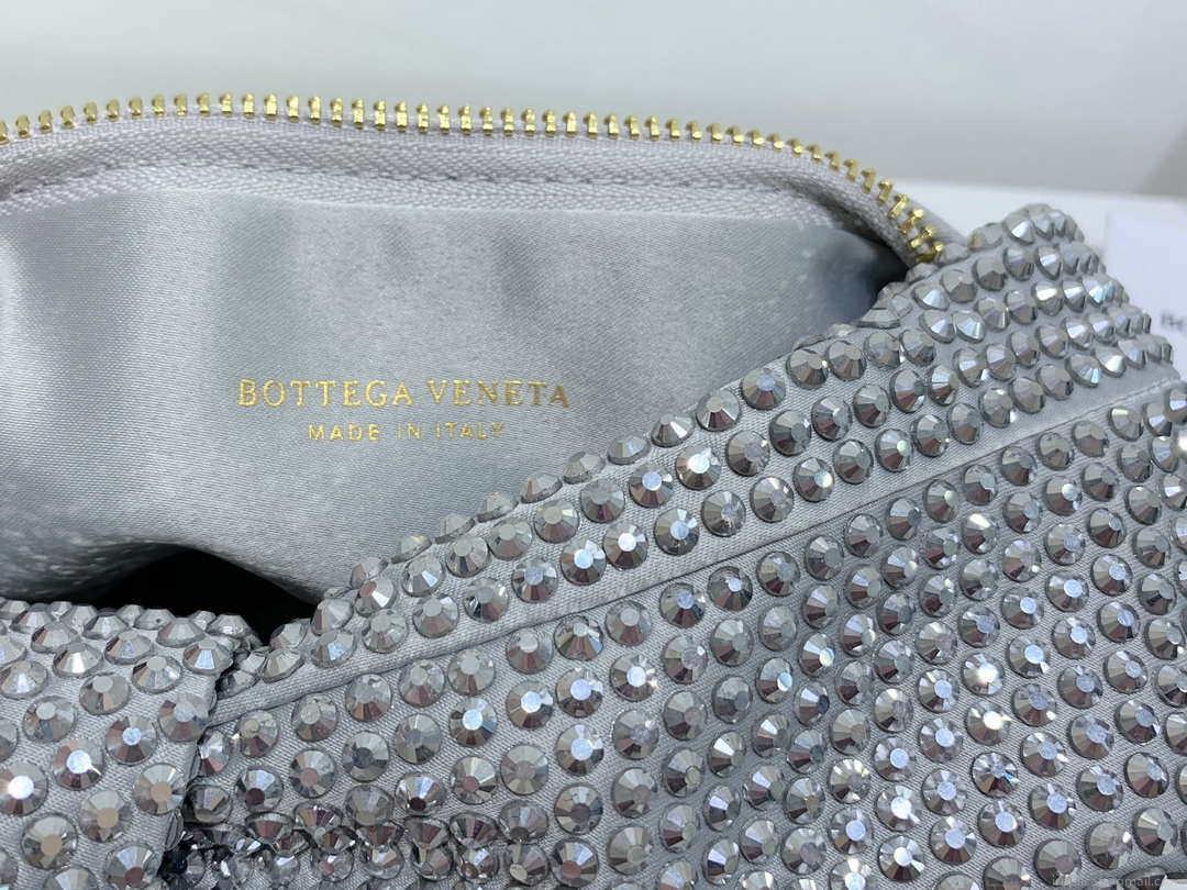Bottega Veneta BV 651876 mini Jodie Rhinestones Sliver White