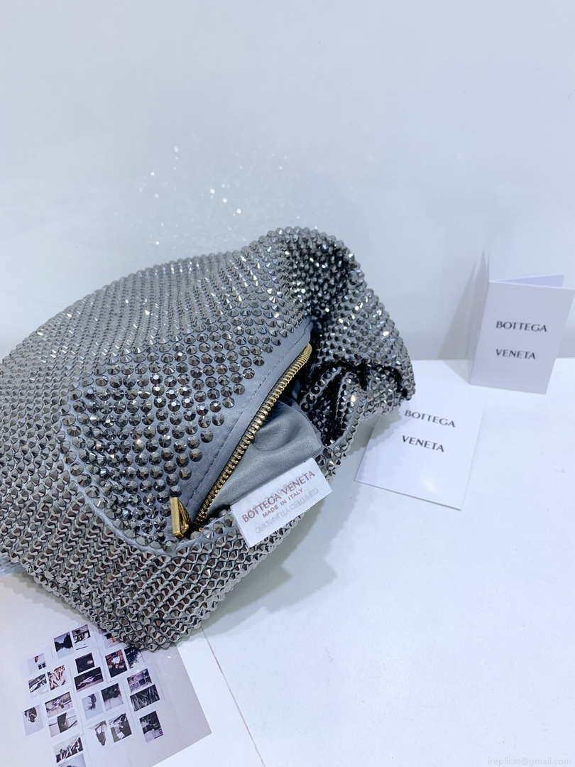 Bottega Veneta BV 651876 mini Jodie Rhinestones Sliver Black